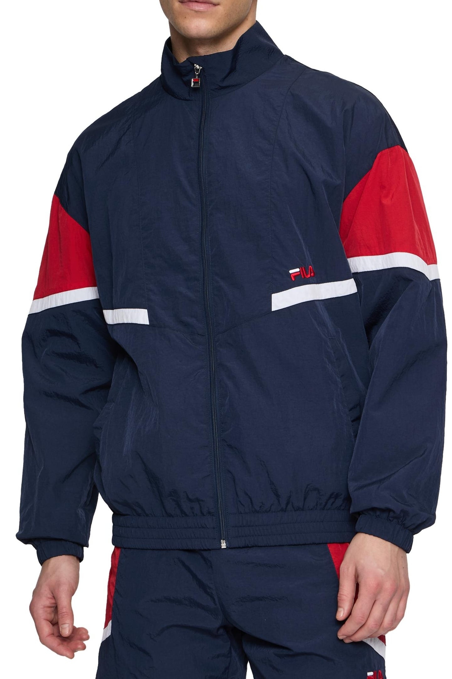 LOCHRISTI LOOSE TRACK JACKET BLACK IRIS-TRUE RED 1