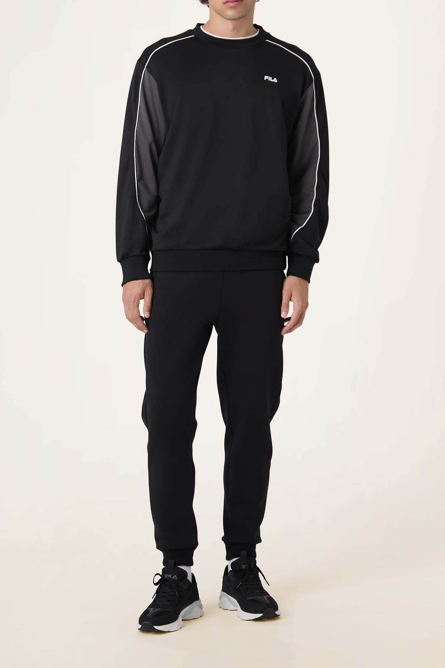 RIVOLI LOOSE BLOCKED CREWNECK SWEATSHIRT BLACK 2