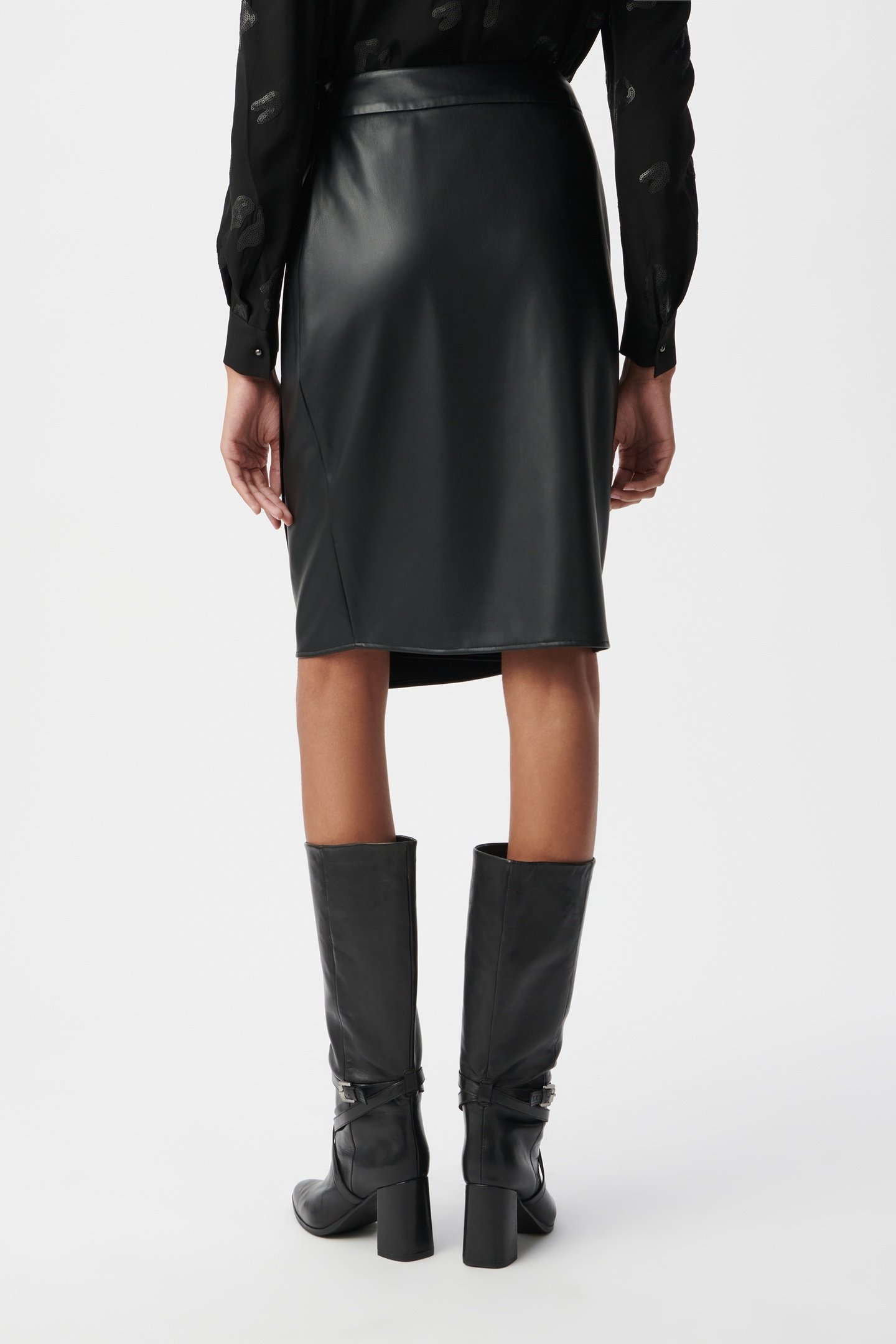 BLACK PENCIL WRAP SKIRT 5