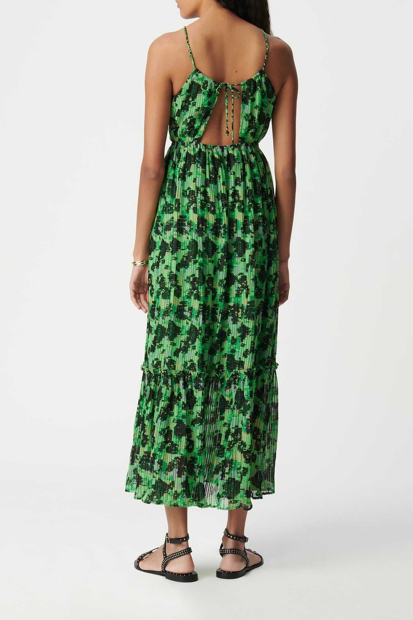 GREEN LONG DRESS, ABSTRACT PRINT 3