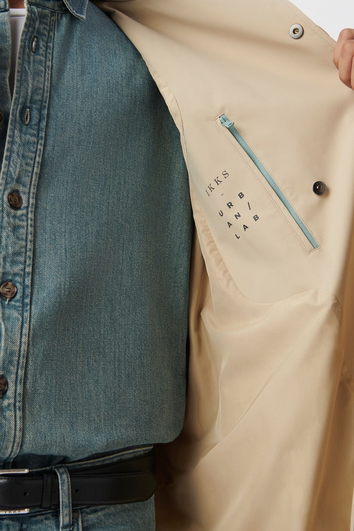 SAND NYLON WATERPROOF TRENCH COAT 6