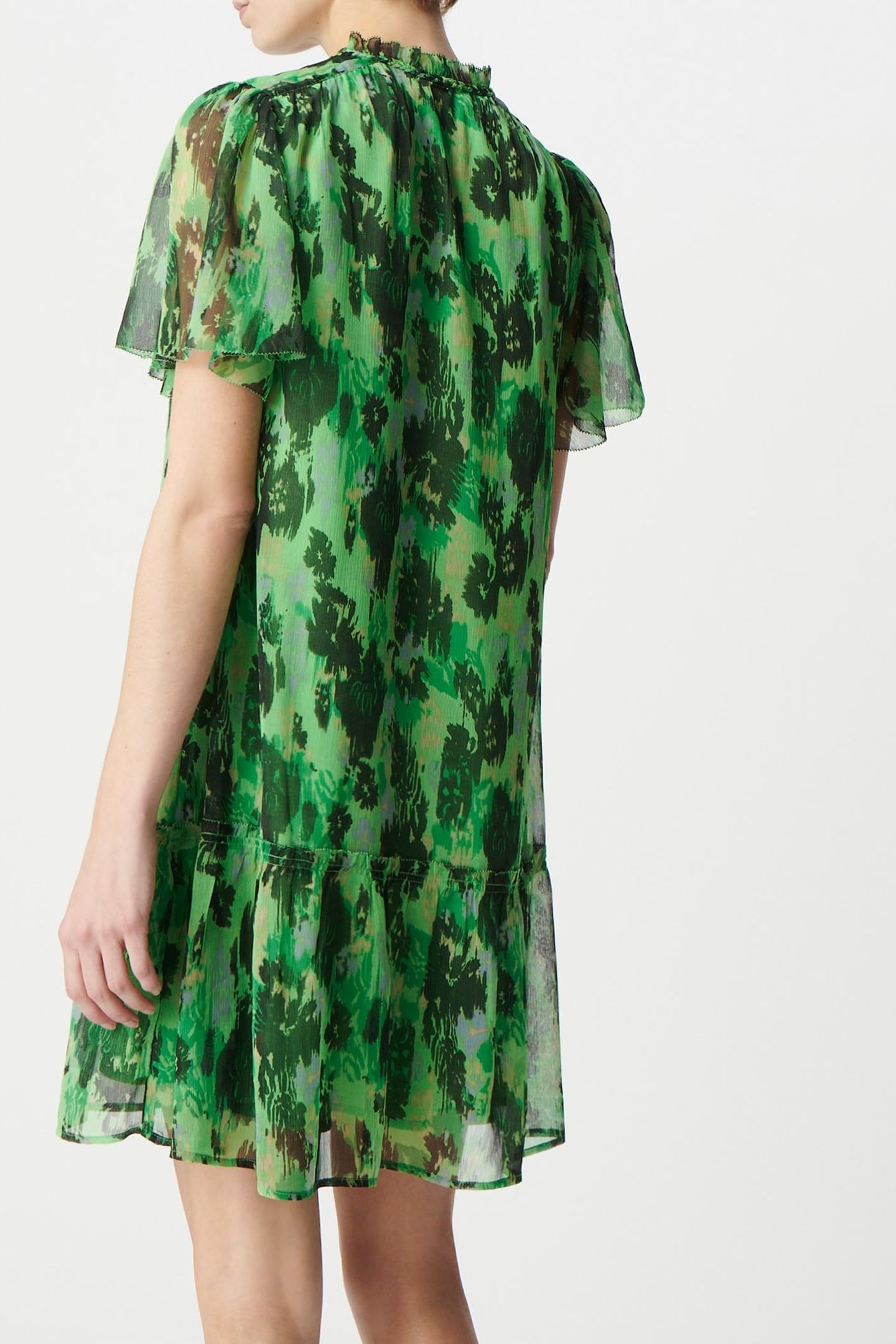 LOOSE-FITTING GREEN DRESS IN ABSTRACT PRINT 3