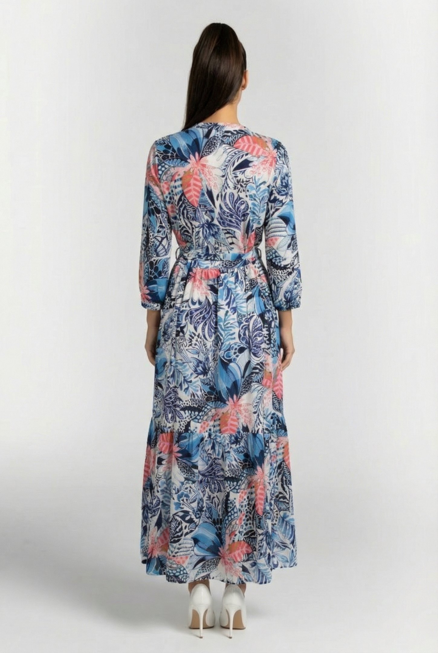 DRESS MELODY IN OFFWHITE WITH AZUR FUSION PRINT 2