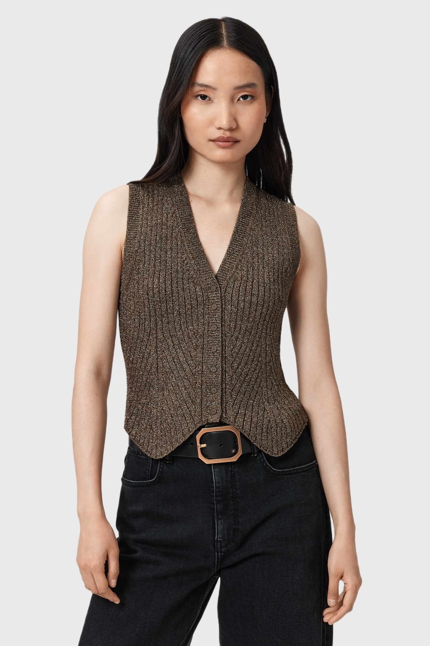 CRUZ SHINE WAISTCOAT BRONZE BROWN 1