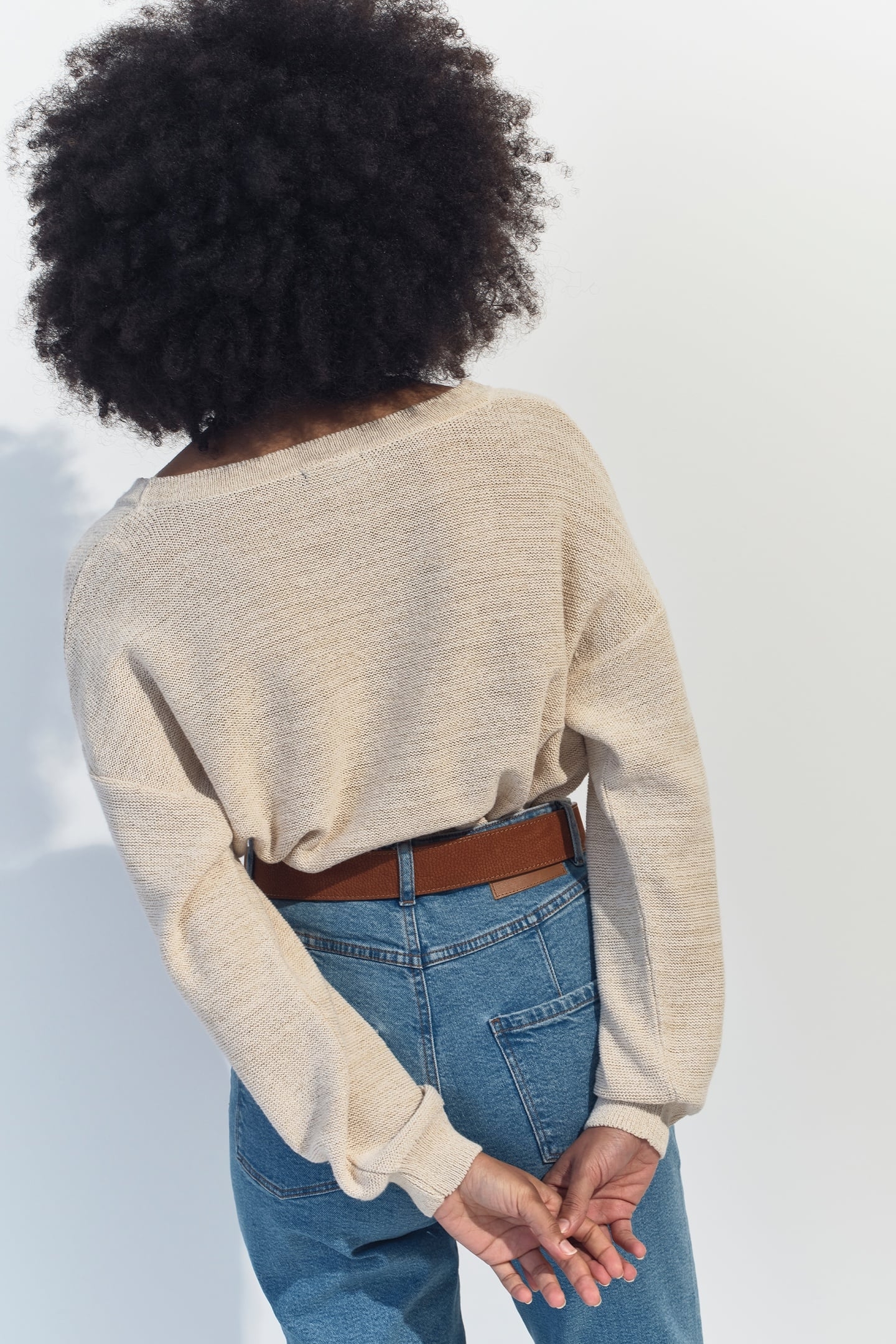 TINA - BEIGE KNIT LUREX CARDIGAN WITH V-NECK 4