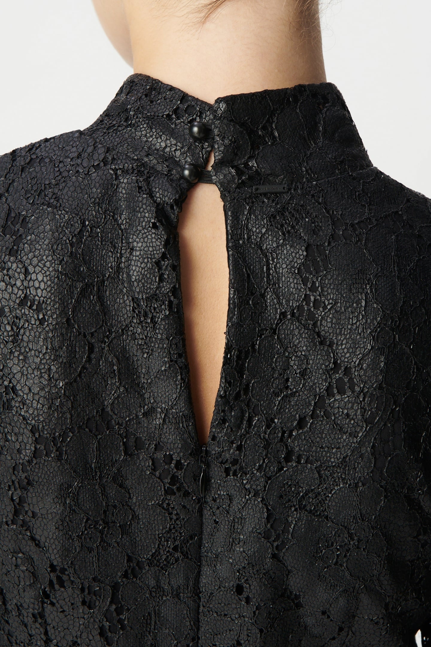 BLACK COATED LACE MIDI DRESS 6