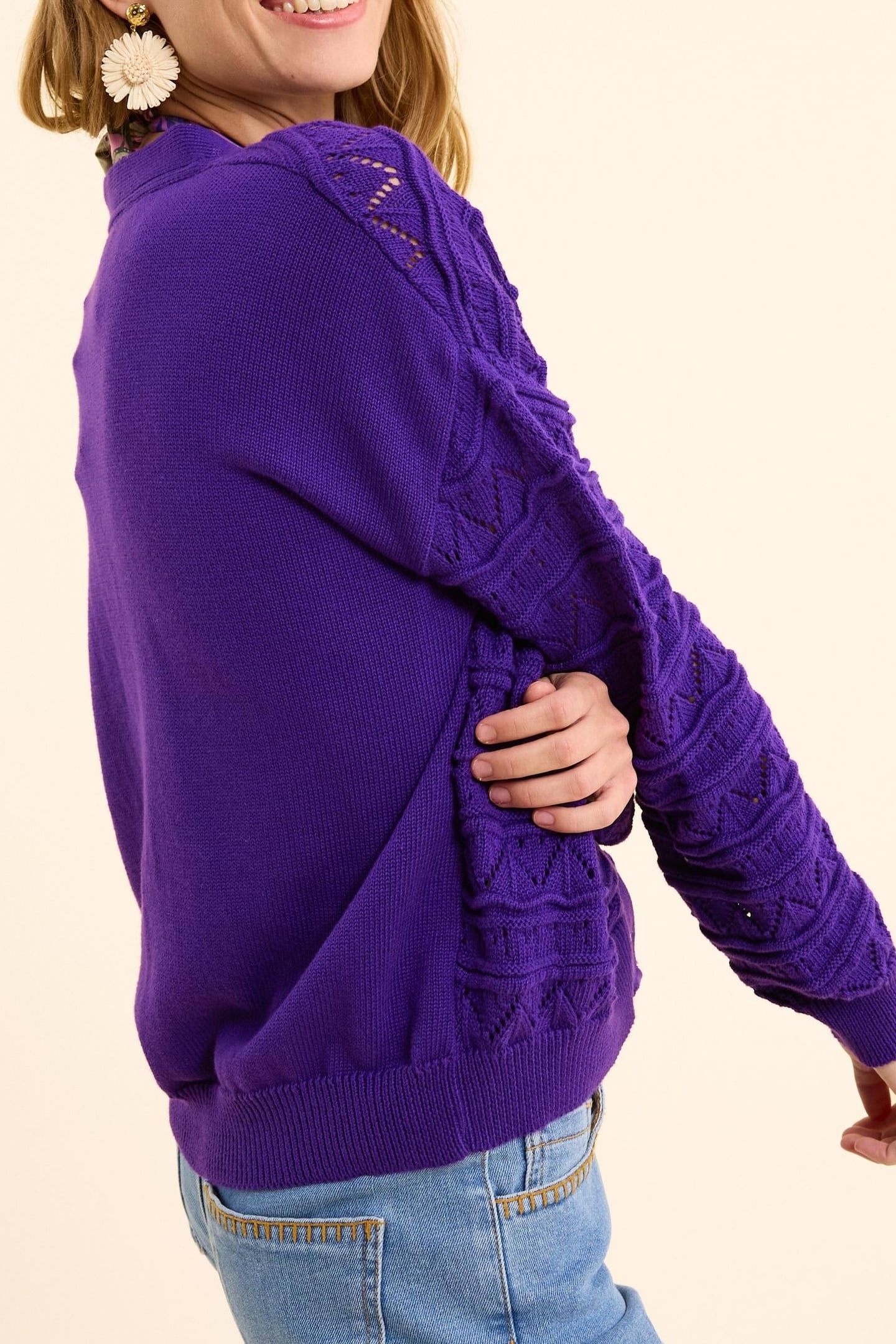 FANCY OPENWORK PURPLE CARDIGAN INK 3