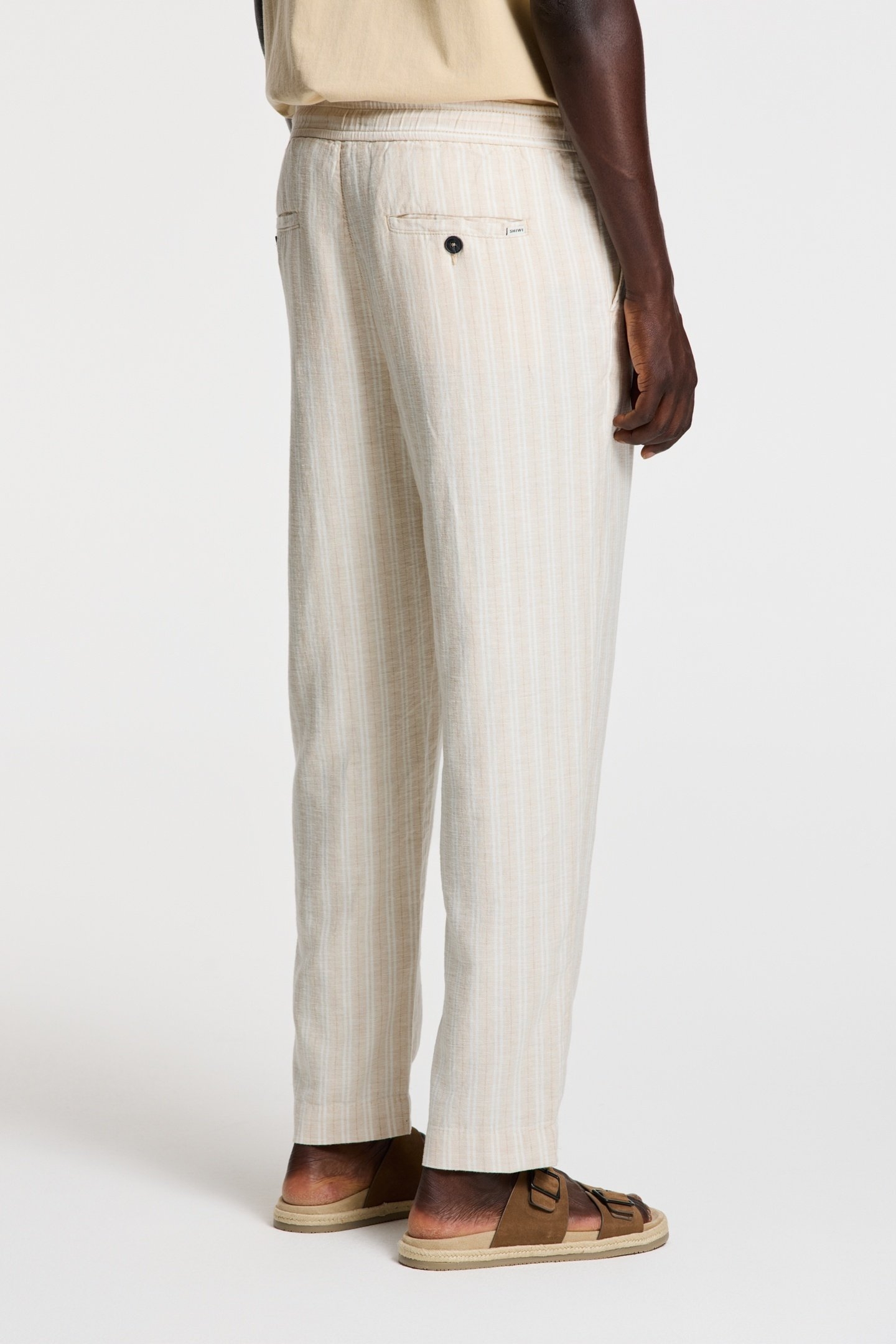 LENNY LINEN TROUSERS YARN DYE STRIPES BEIGE SAND STRIPES 4