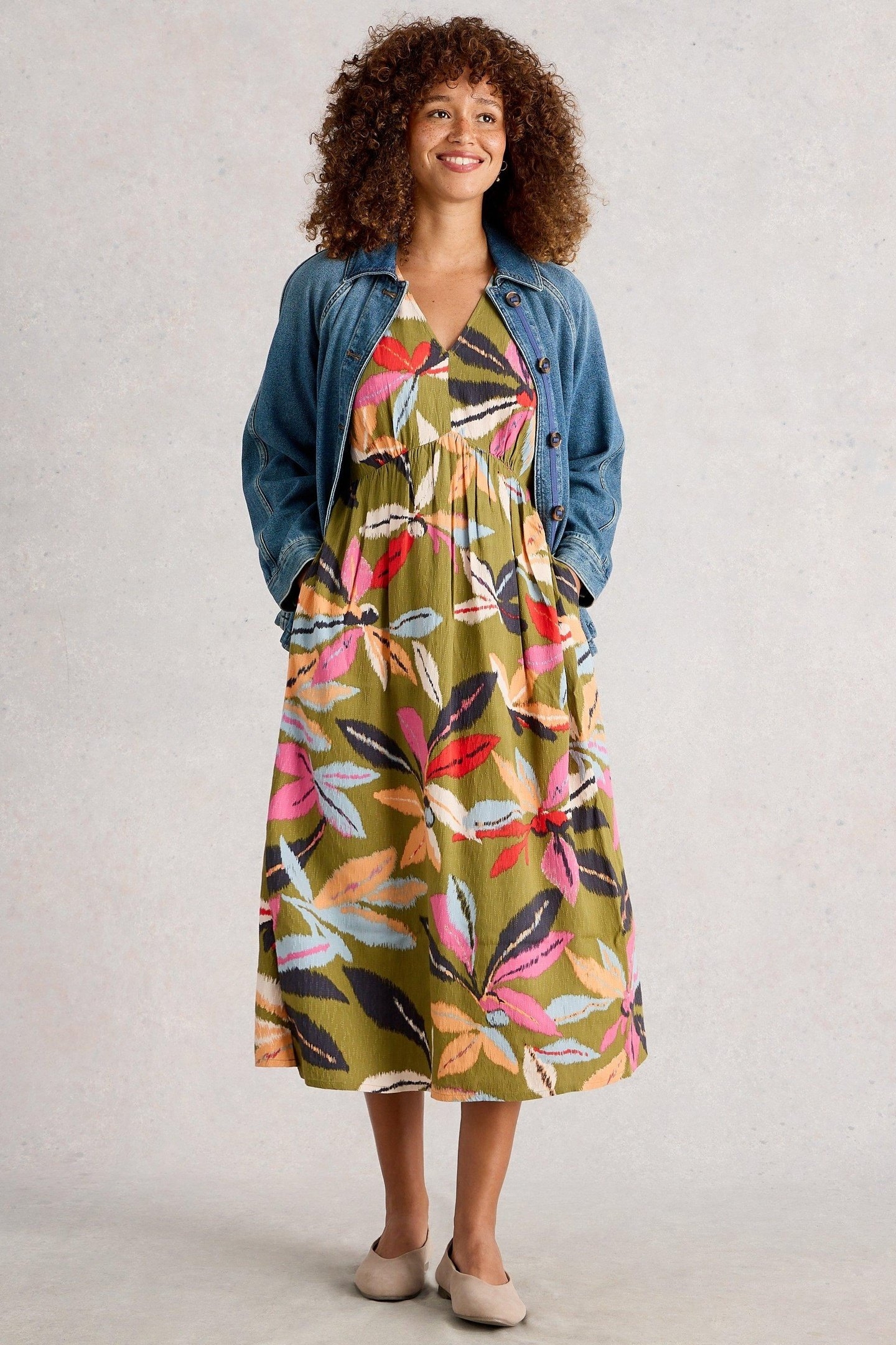 LUCY MIDI DRESS GREEN MULTI 1