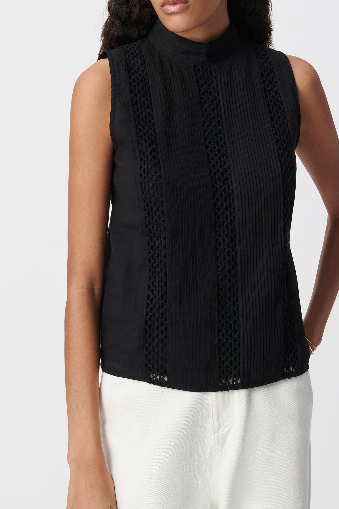 BLACK ORGANIC COTTON TOP DECORATED WITH TRIMMINGS 2