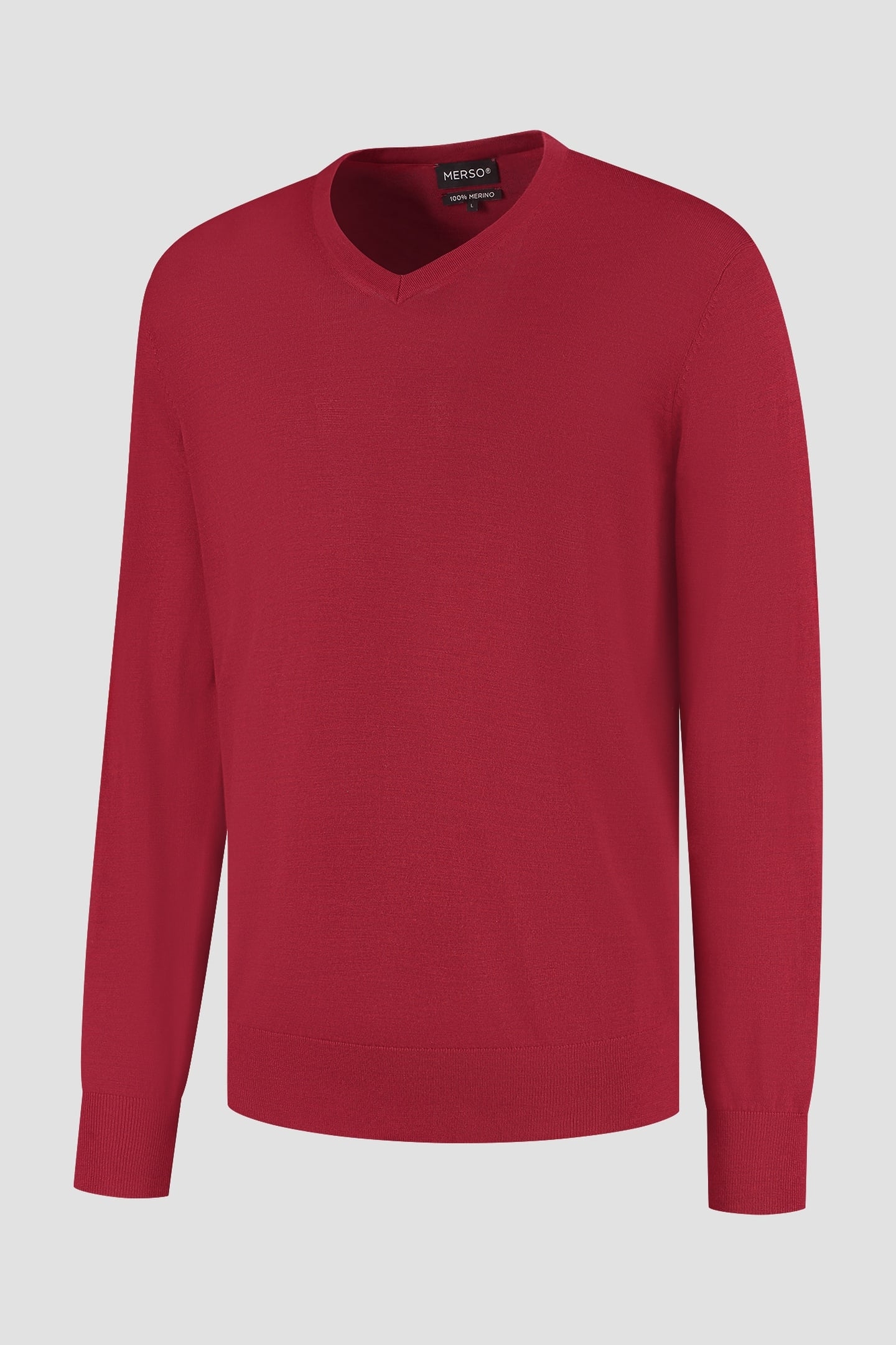 V NECK100% MERINO EMBER RED 5