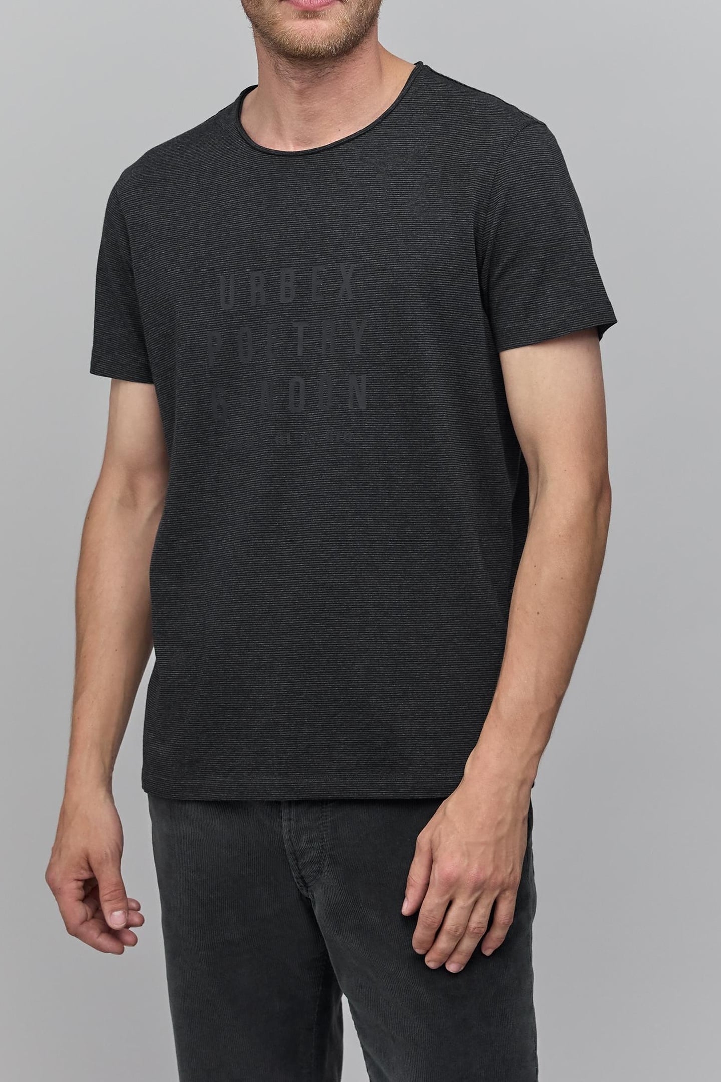 STRIPED ANTHRACITE T-SHIRT WITH MESSAGE 1