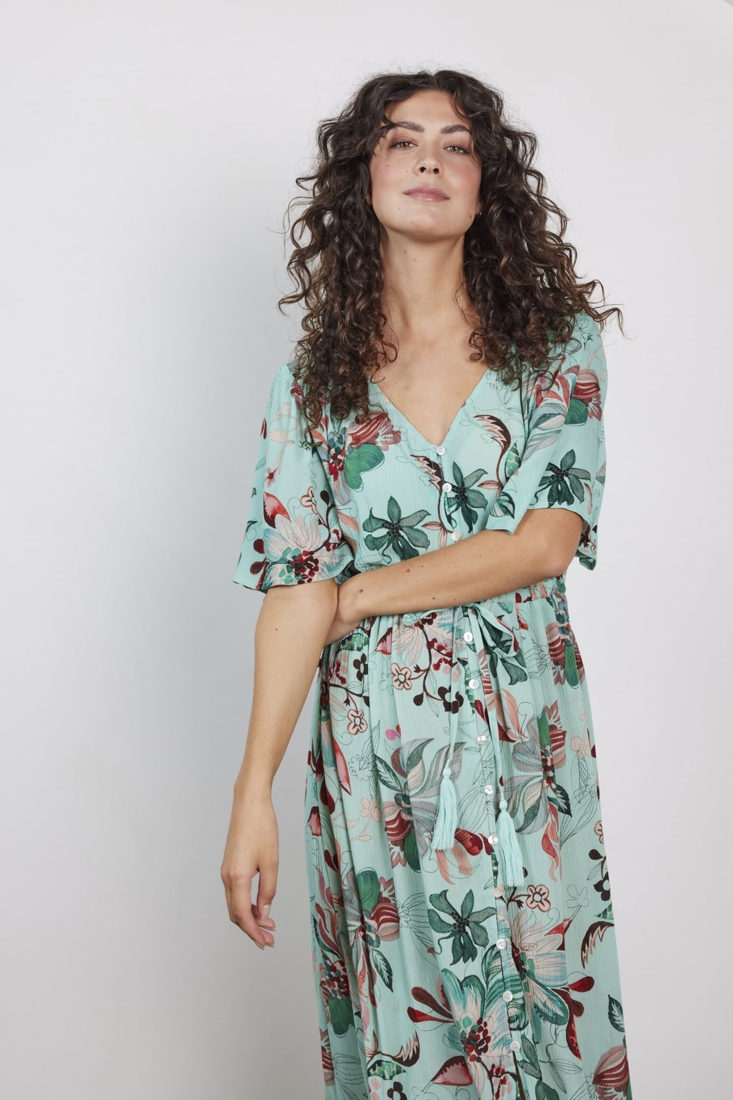 DRESS JAZZY OCEAN GREEN REFLECTION PRINT 2