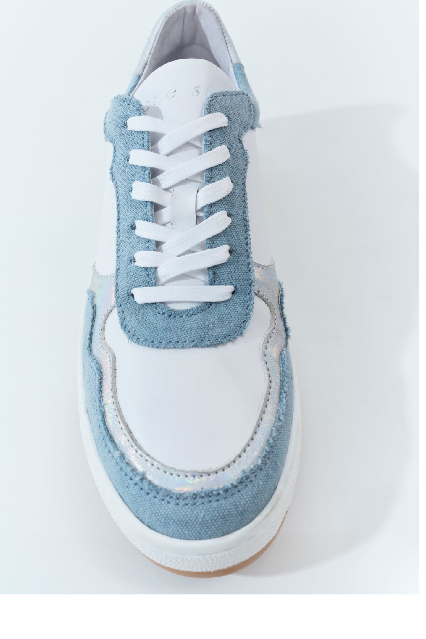 O.JODIE - WHITE, BLUE, SILVER LEATHER SNEAKERS 2