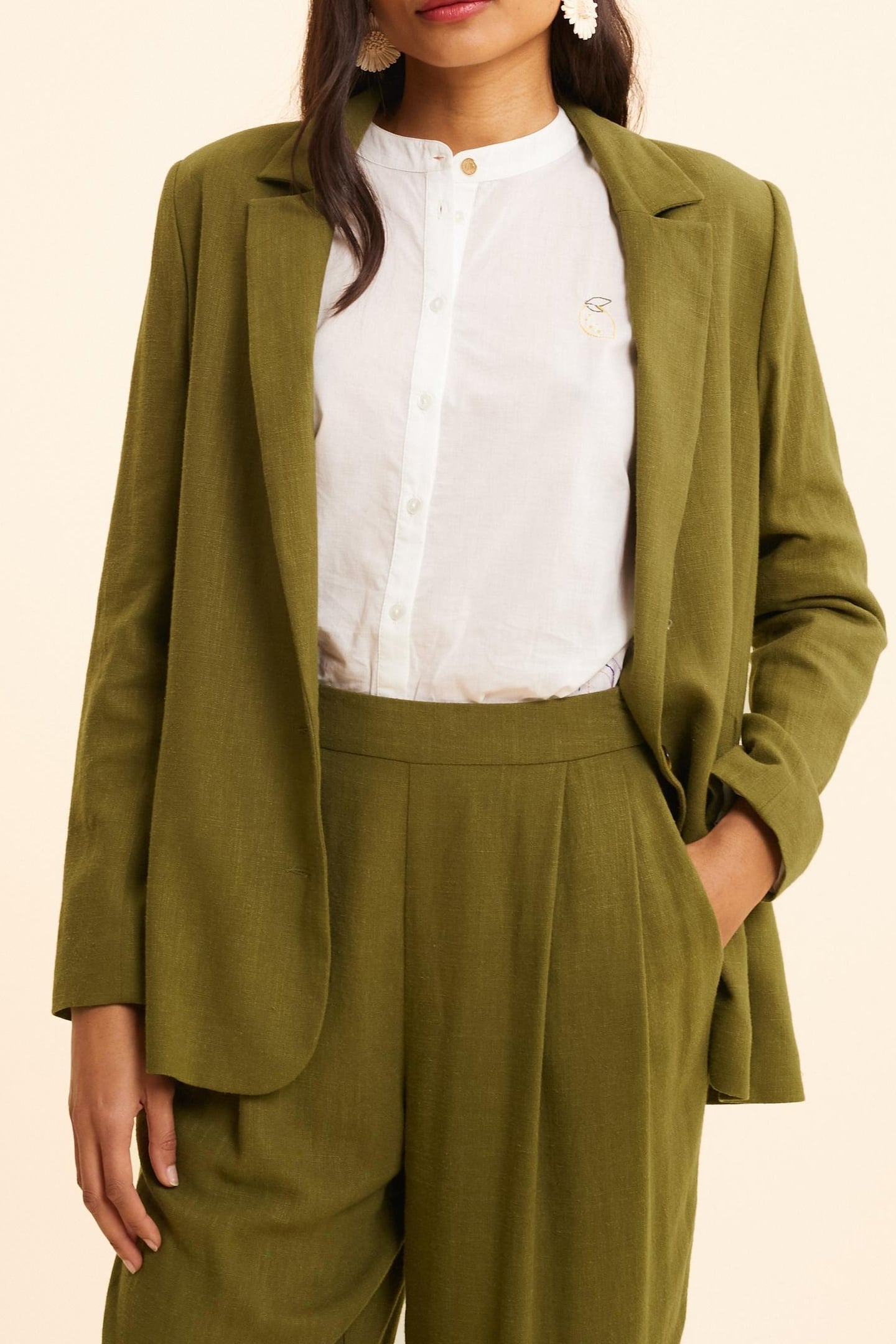 KHAKI LINEN BLEND SUIT JACKET KHAKI 1