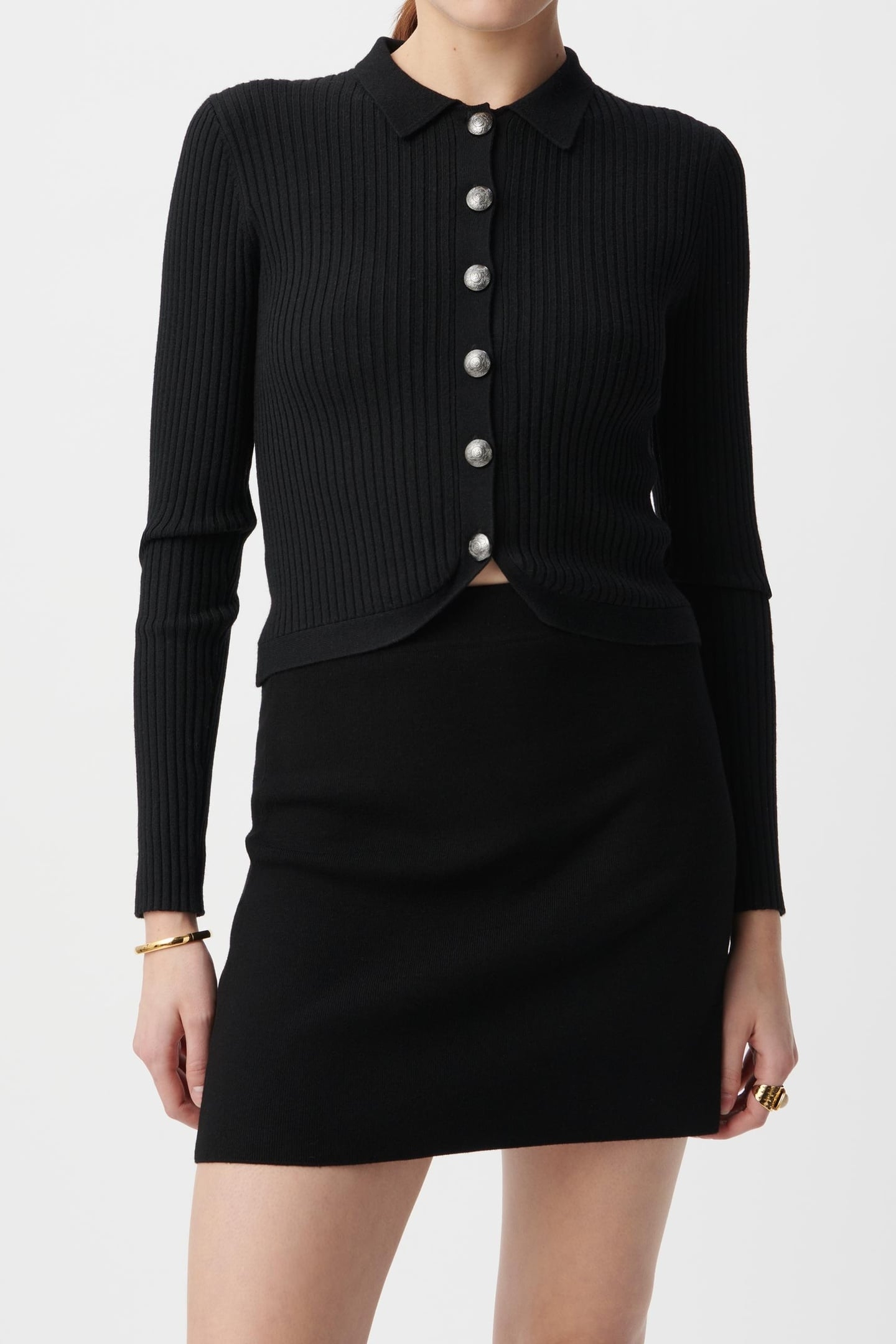 BLACK STRAIGHT KNIT SKIRT 2