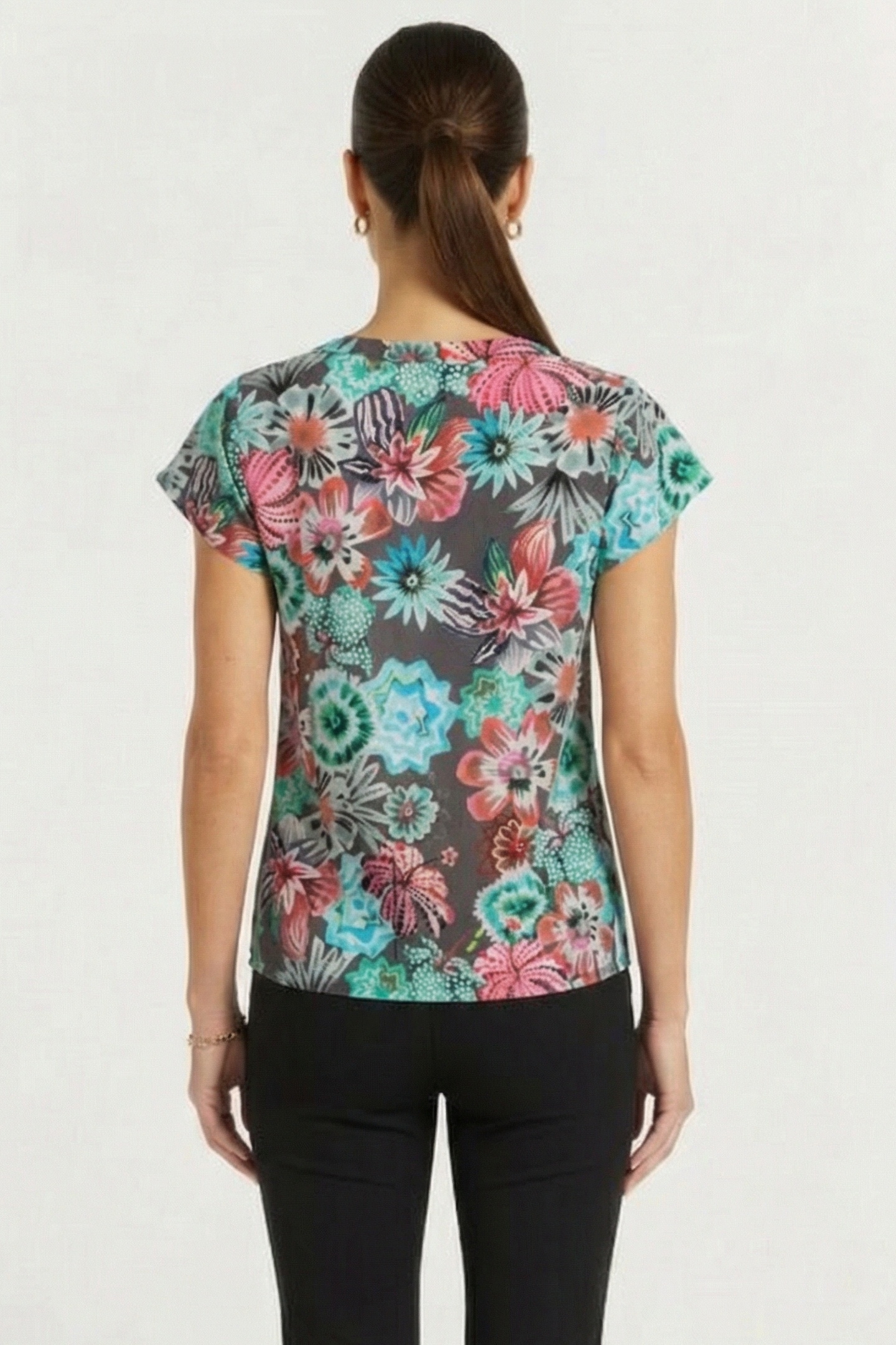 BLOUSE FLARE IN DARK SHADOW WITH FLORAL MEDLEY PRINT 2