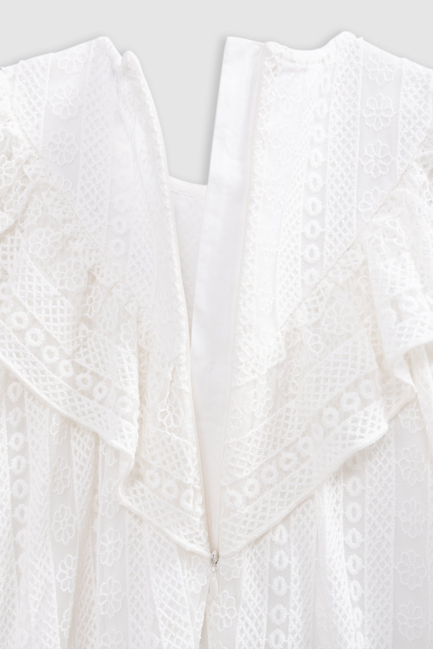 ECRU LACE DRESS WITH FLOUNCED BIB 6