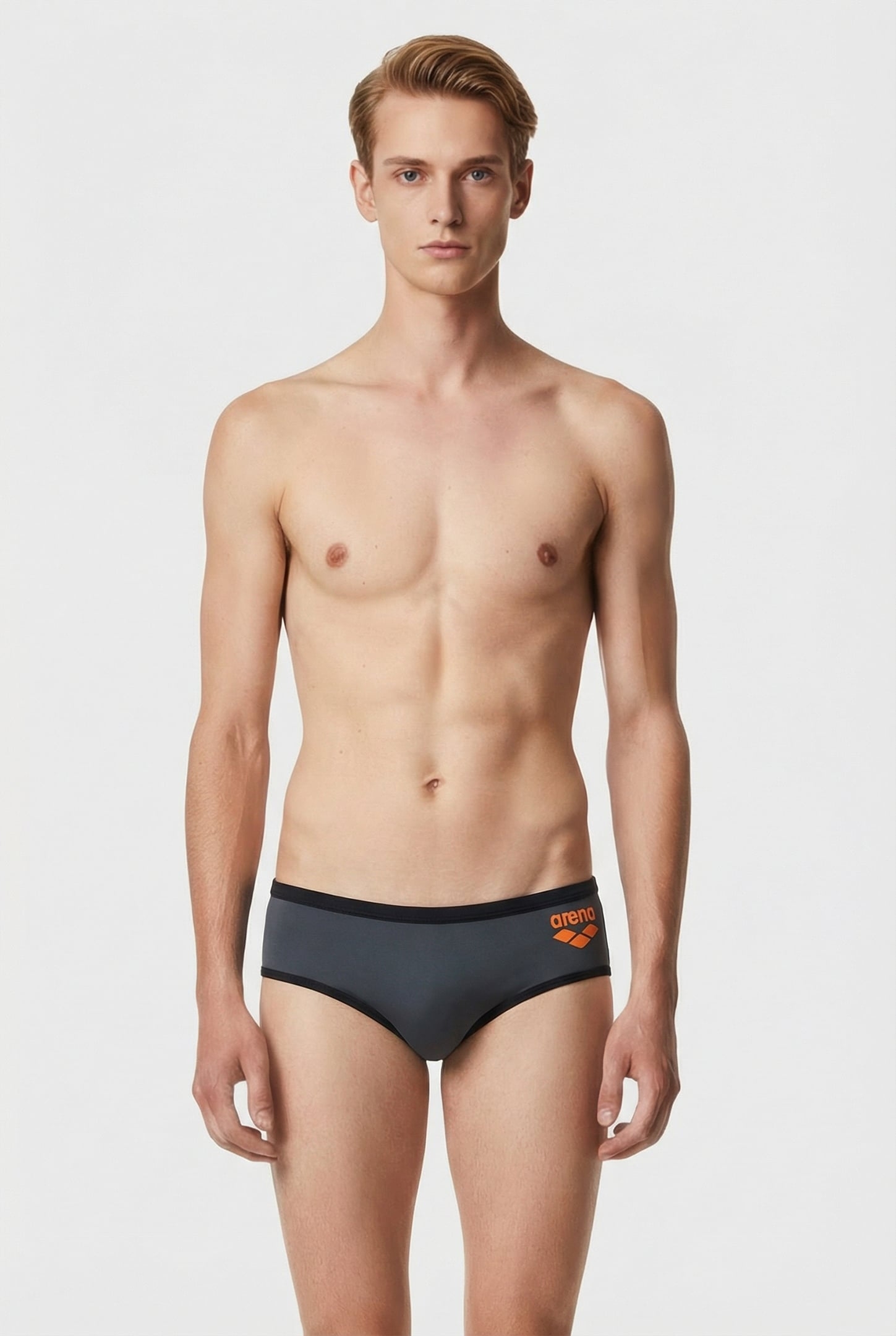 MEN'S ARENA ONE 12CM SWIM BRIEFS BIG LOG ASPHALT BLACK 1