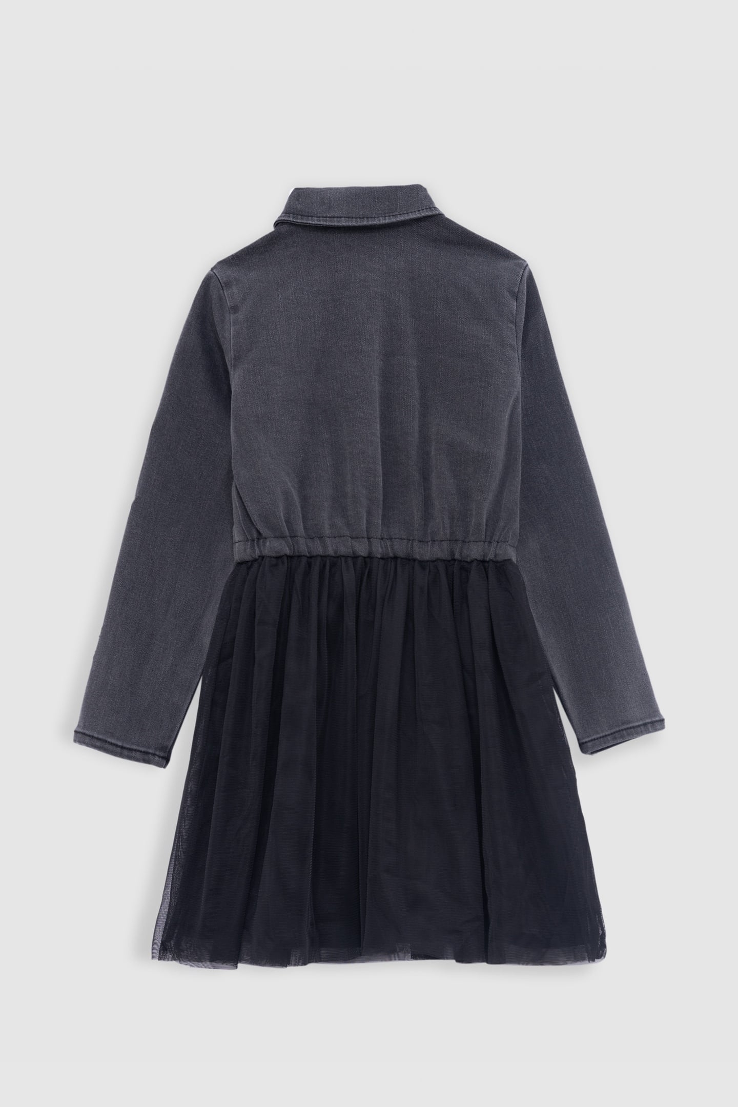 GIRL'S GRAY TWO-MATERIAL TULLE UNDERSKIRT DRESS 2