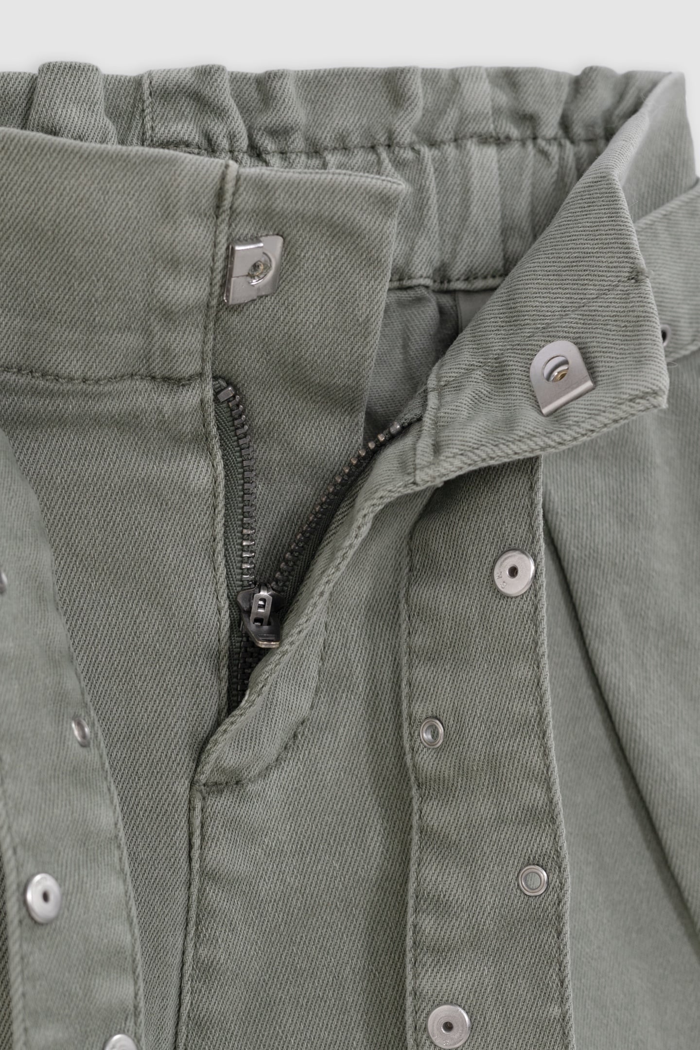 KHAKI DENIM SHORTS WITH STUDDED BELT AND EYELETS 6