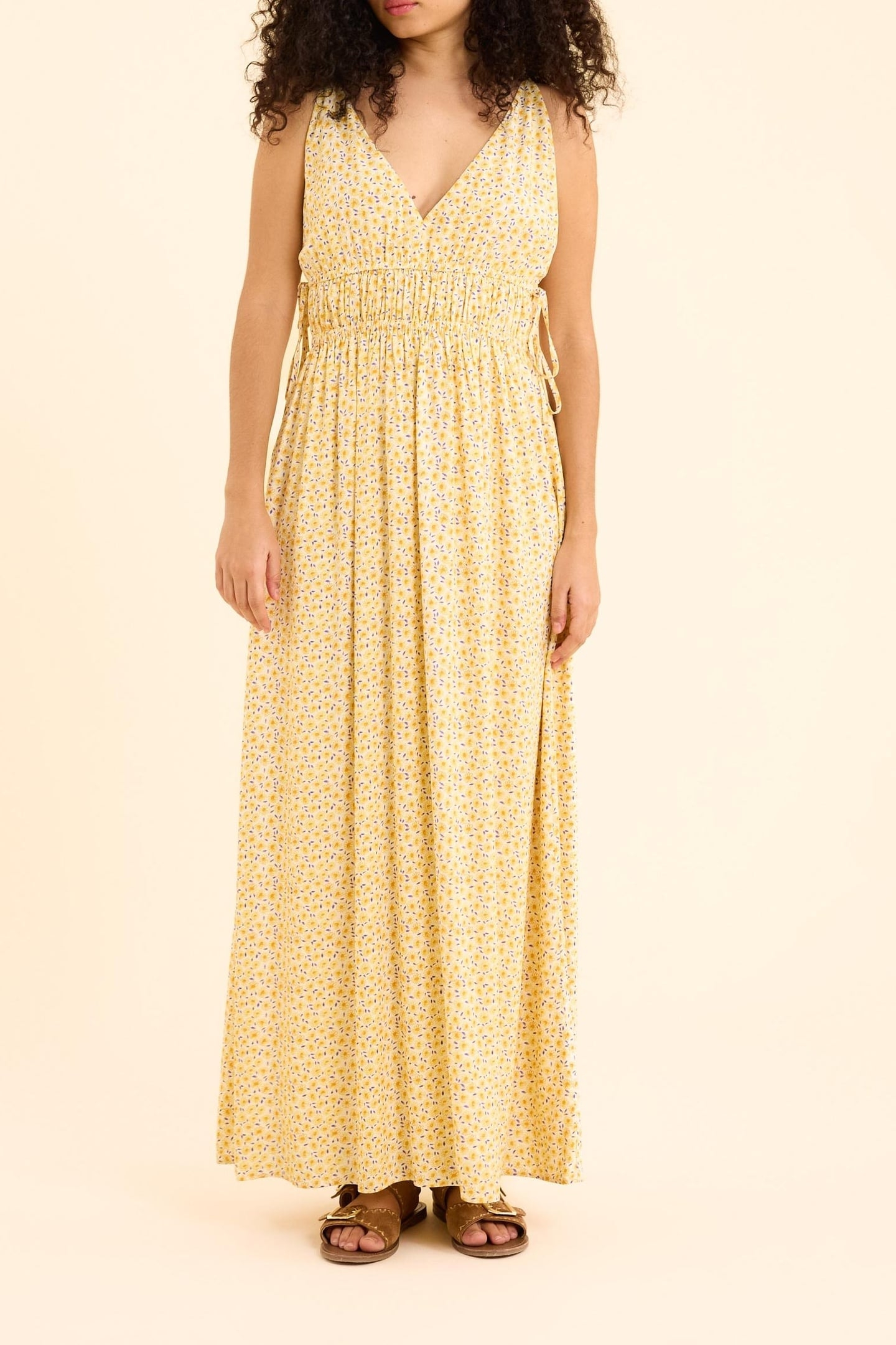 FLORAL PRINT LONG DRESS YELLOW 2