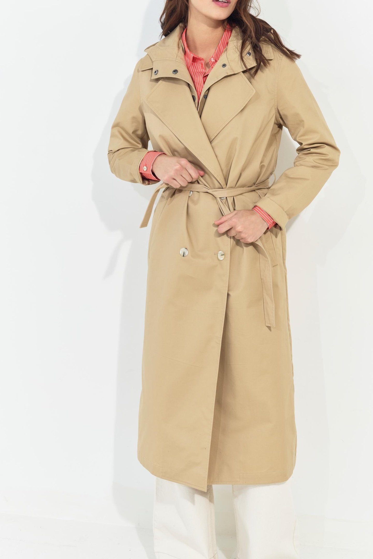 DAYLA - BEIGE ORGANIC COTTON TRENCH COAT WITH REMOVABLE HOOD 7