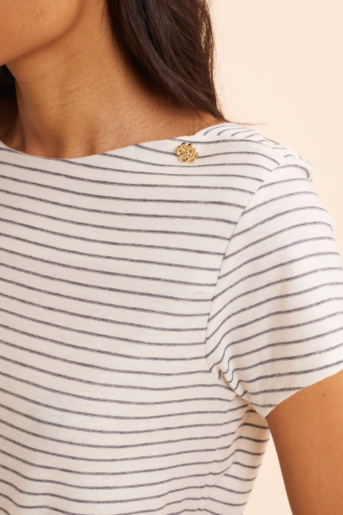 WHITE SAILOR STRIPE T-SHIRT WITH BUTTONS OFF-WHITE 7