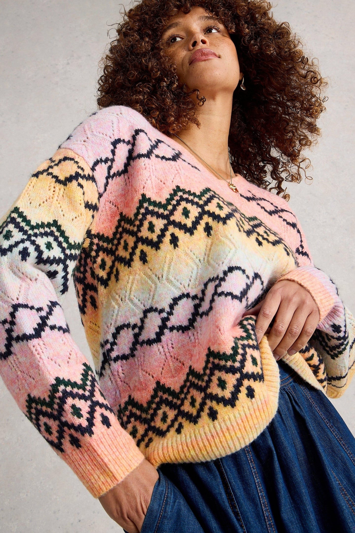 SPACEDYE POINTELLE JUMPER PINK MULTI 2