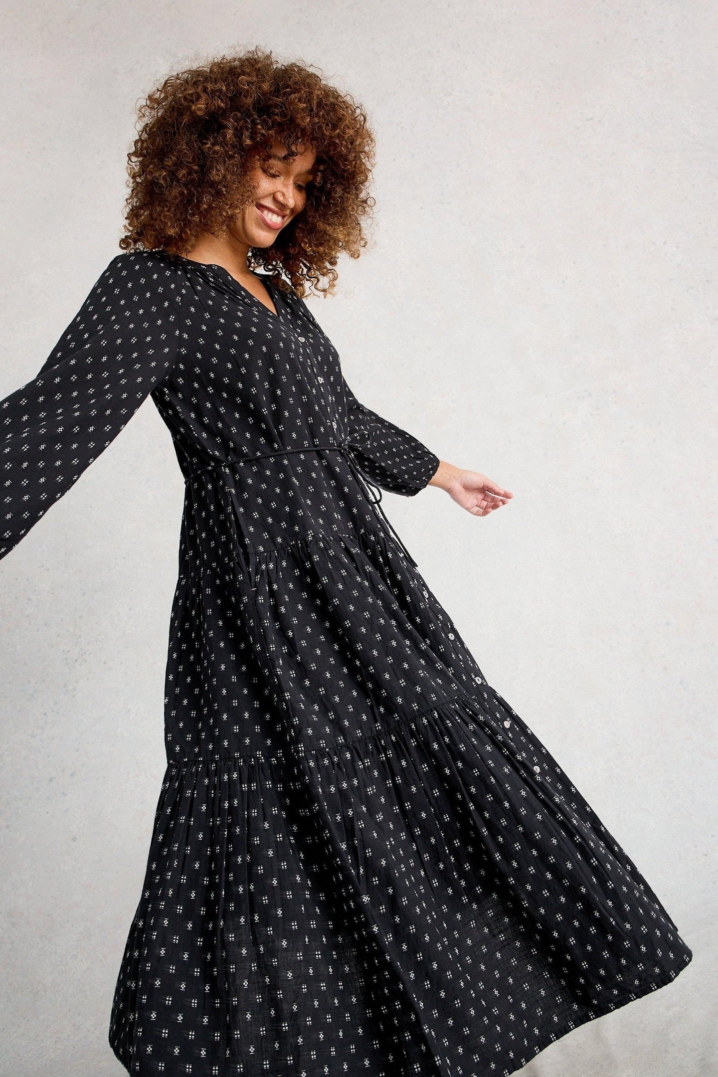 GINA MIDI DRESS BLACK MULTI 4