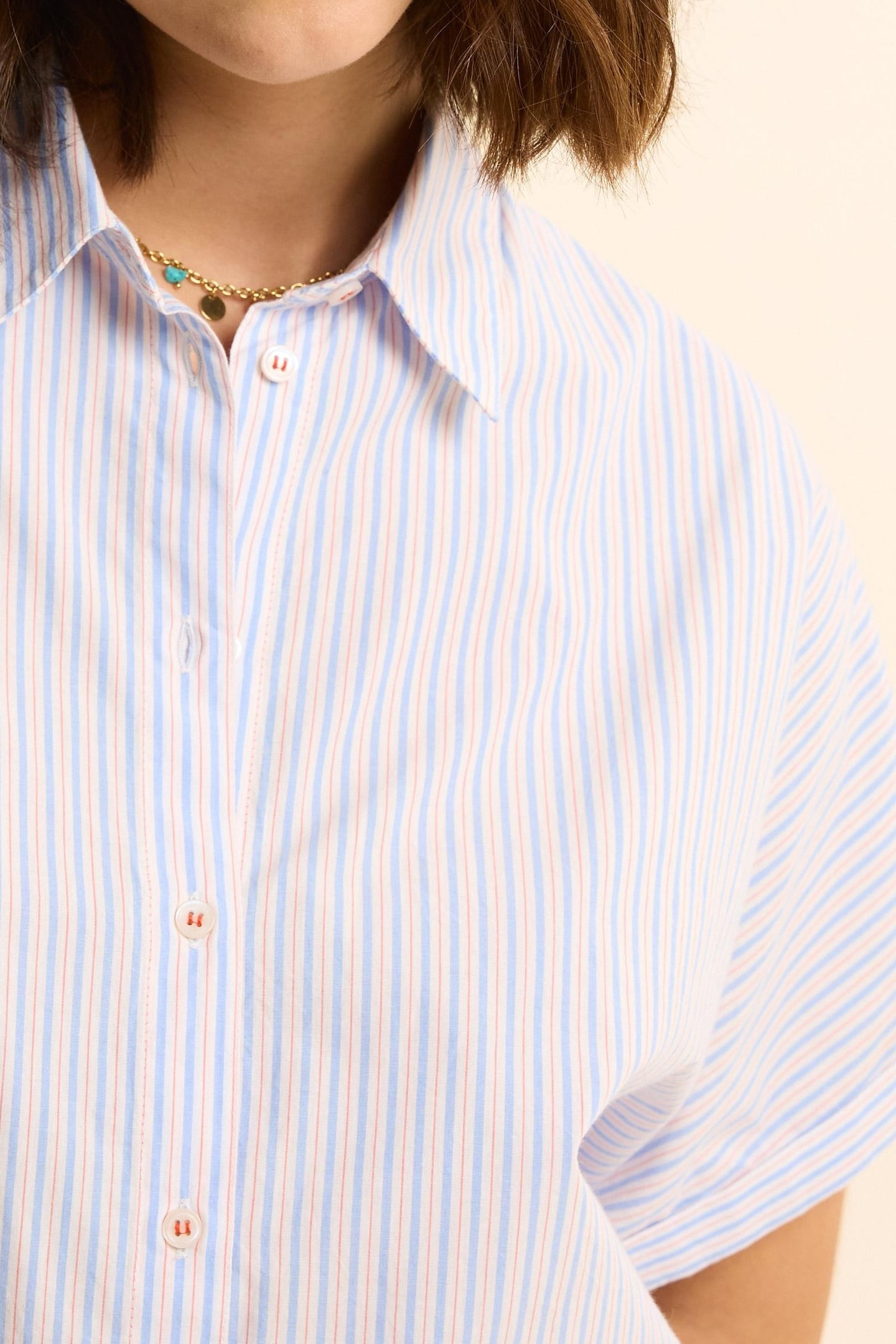 WHITE STRIPED CROPPED SHIRT OFF-WHITE 6