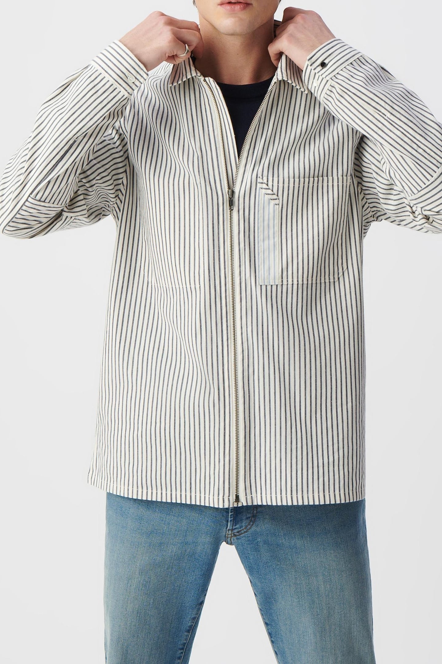 INK STRIPED REGULAR OVERSHIRT 3