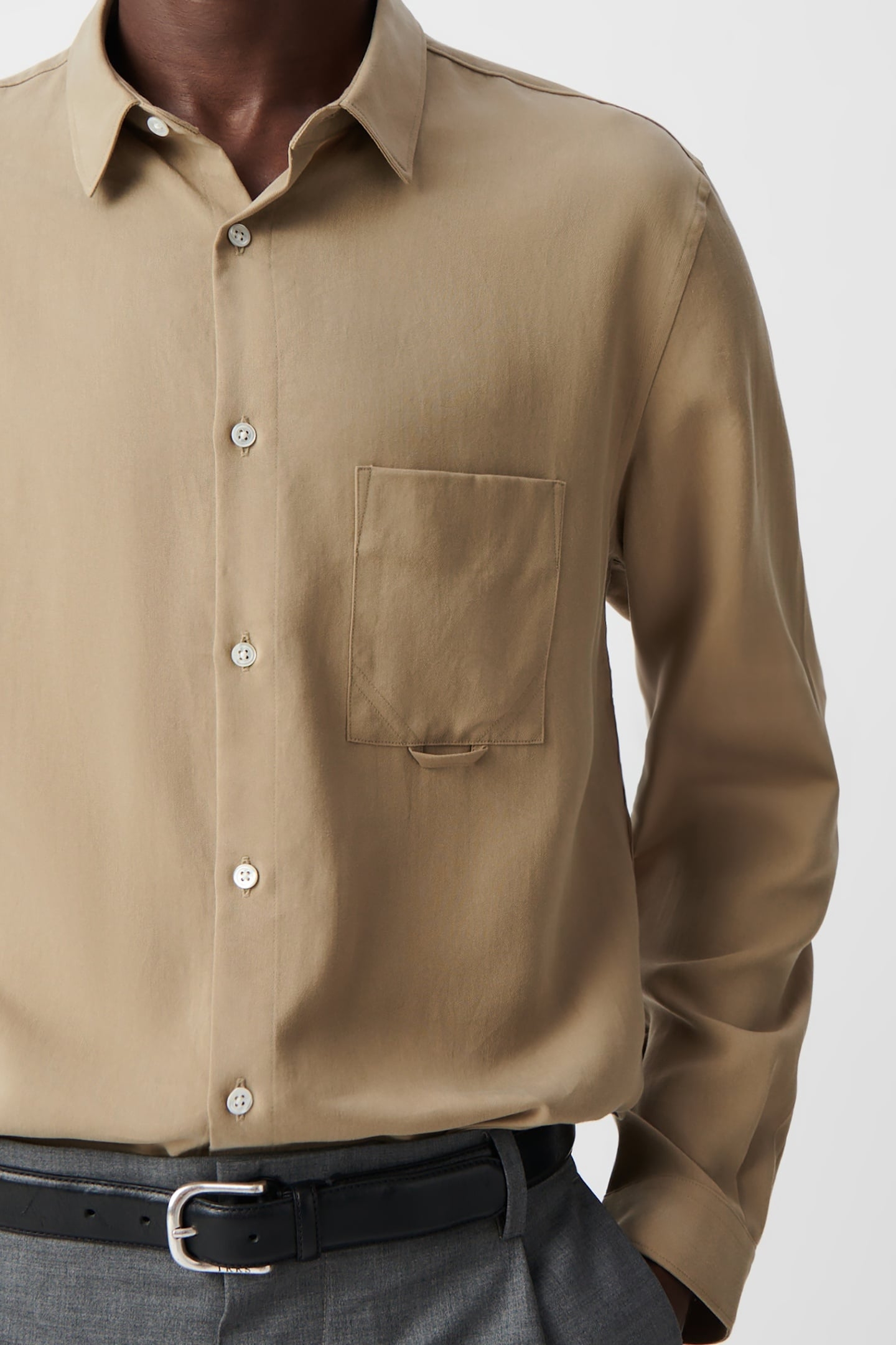 BEIGE LYOCELL® LENZING™ ECOVERO™ REGULAR SHIRT 5