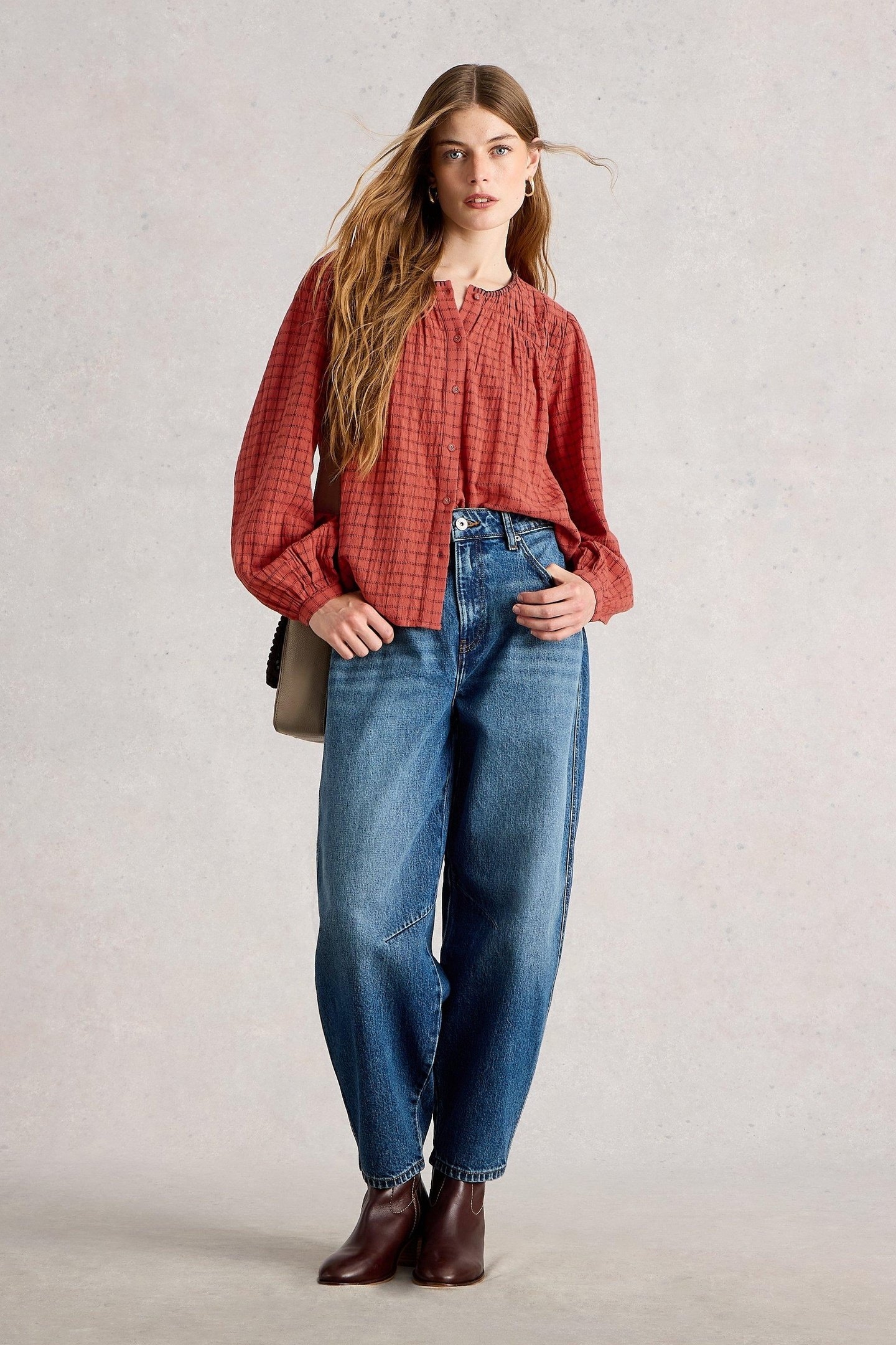 TASHA CHECK TOP MID RED 1