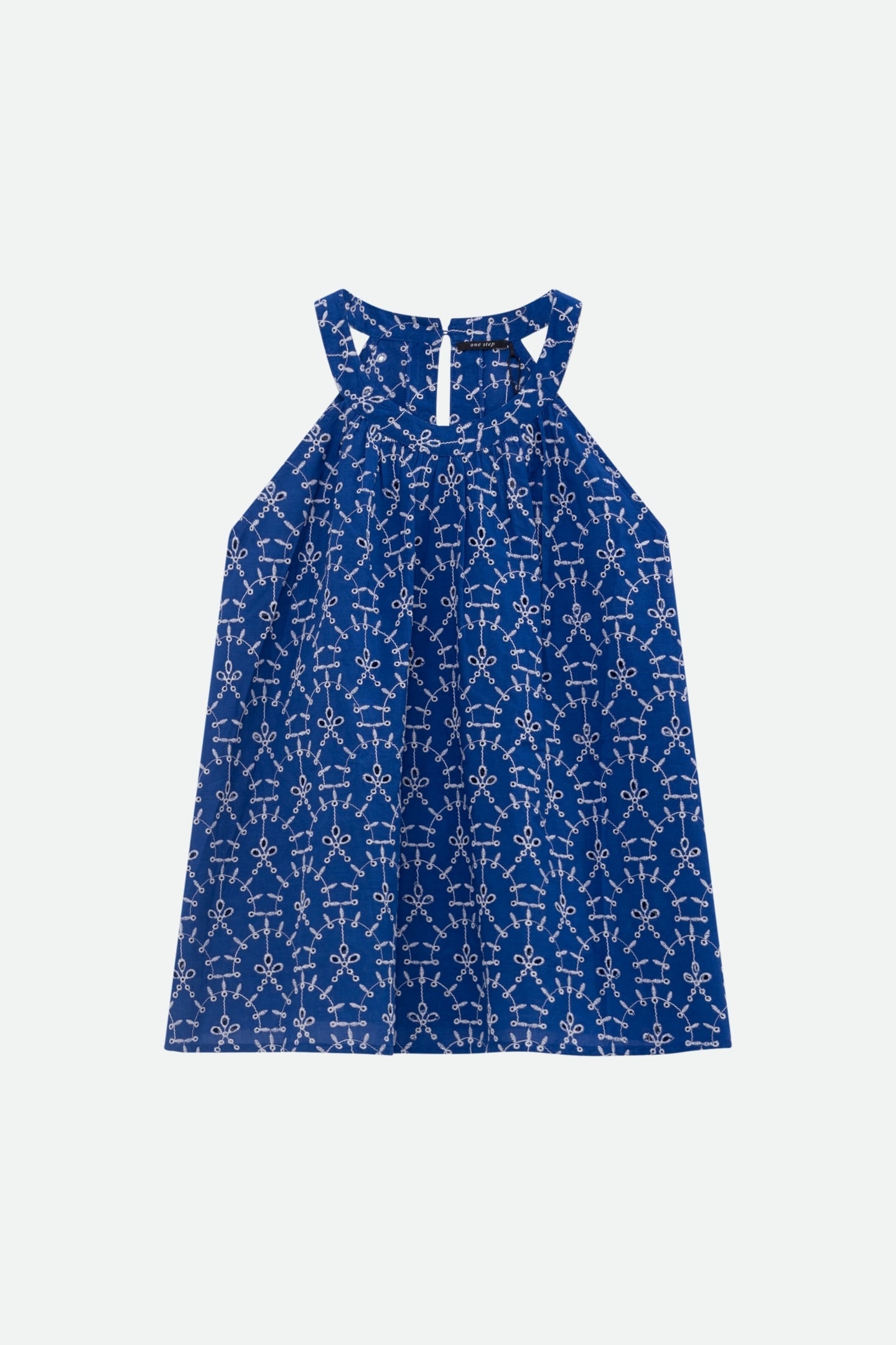 CORTES - BLUE SLEEVELESS TOP WITH ALL-OVER EMBROIDERY 8