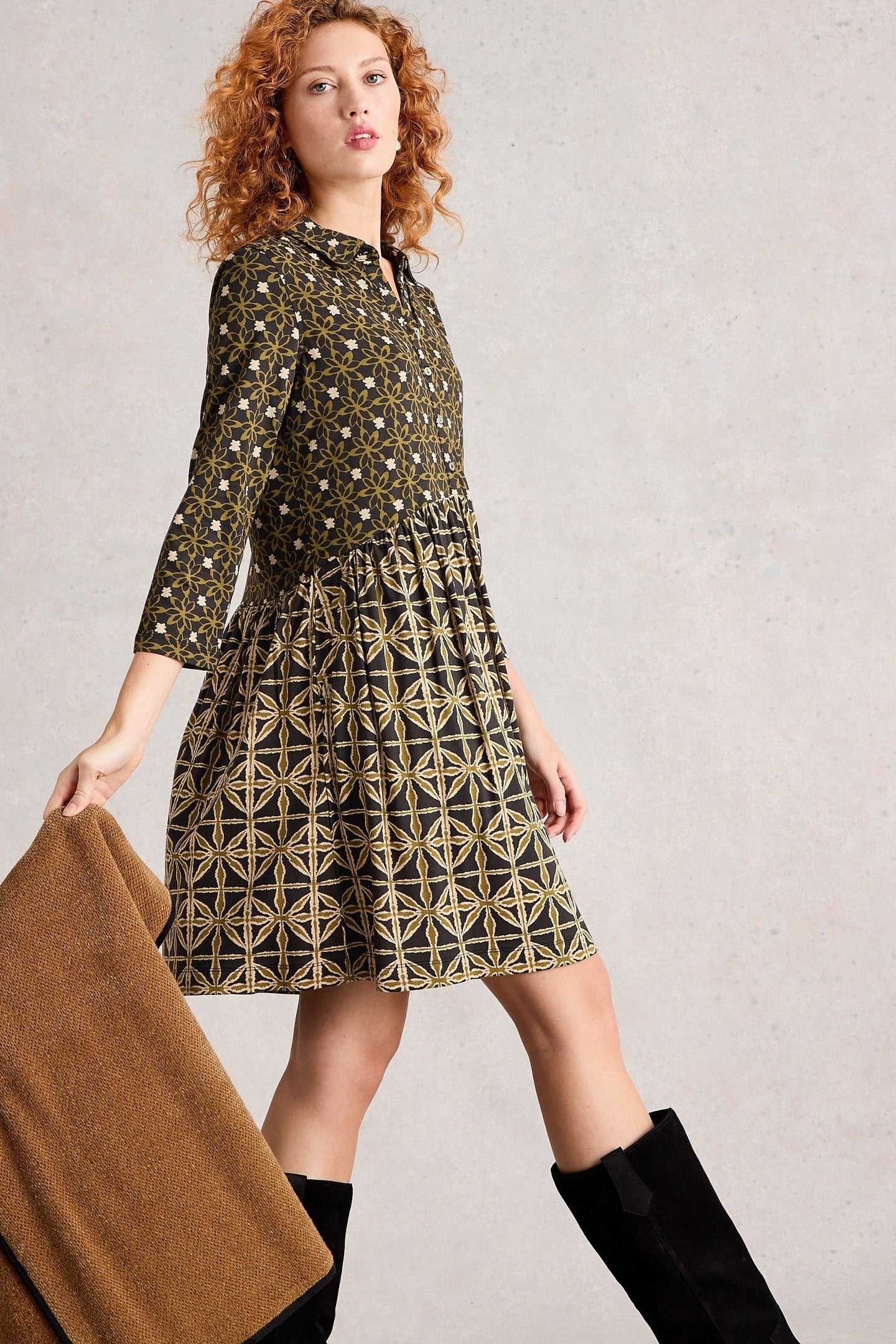 EVERLY JERSEY DRESS BLACK MULTI 5