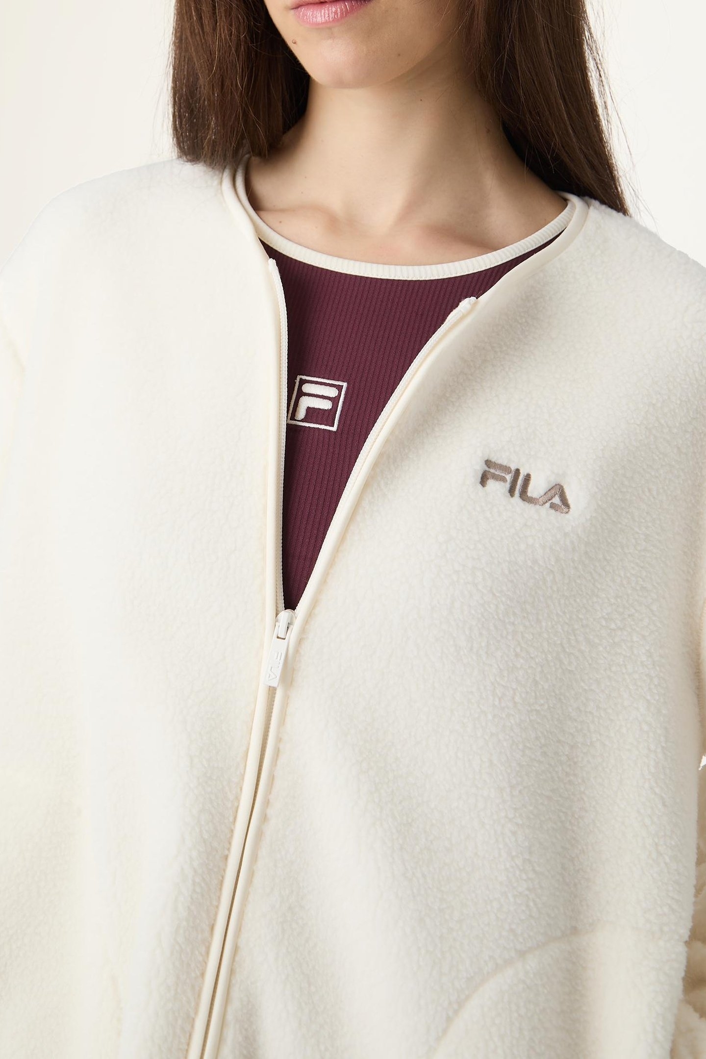 CASSIANO RELAXED TEDDY FLEECE JACKET EGRET 6