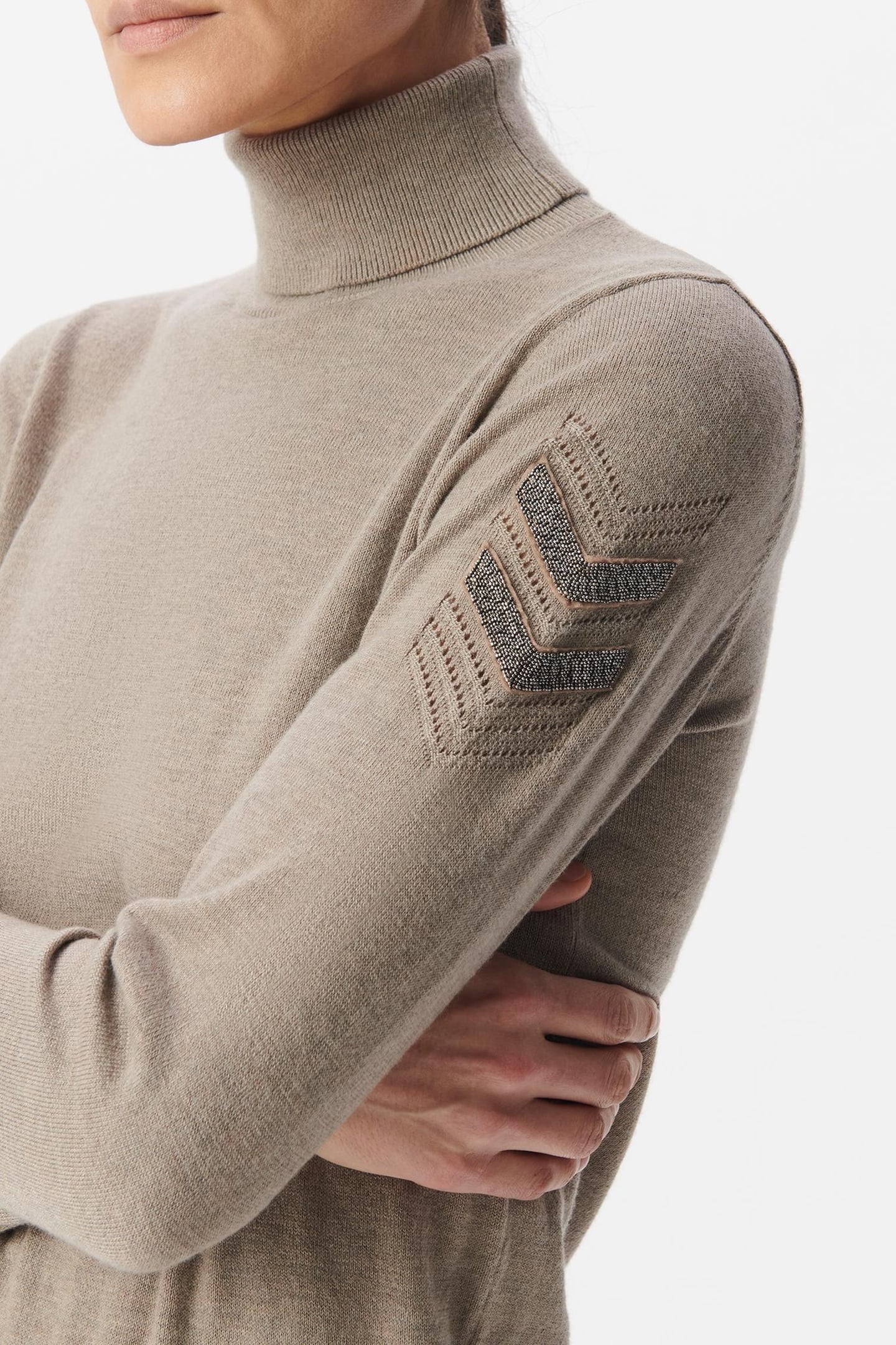 HERRINGBONE KNITTED SESAME SWEATER 4