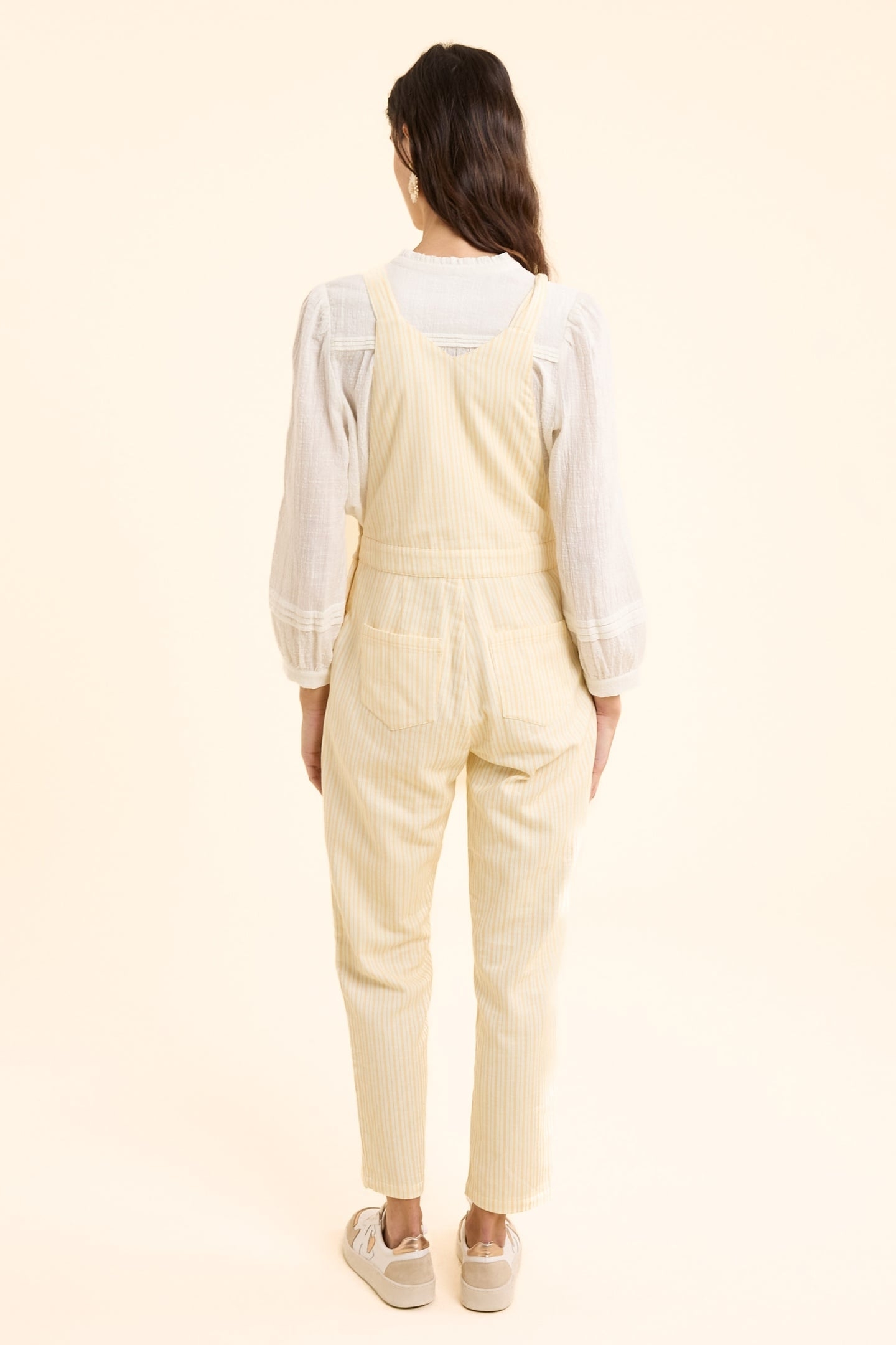 ECRU DENIM DUNGAREES WITH YELLOW STRIPES ECRU 3