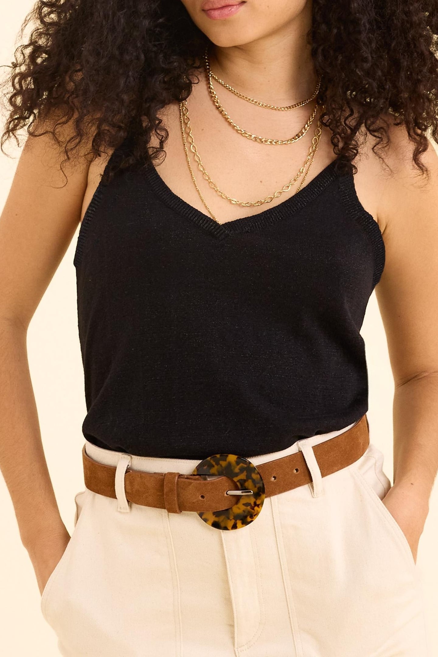 BLACK GLITTERY KNIT STRAPPY TOP BLACK 5