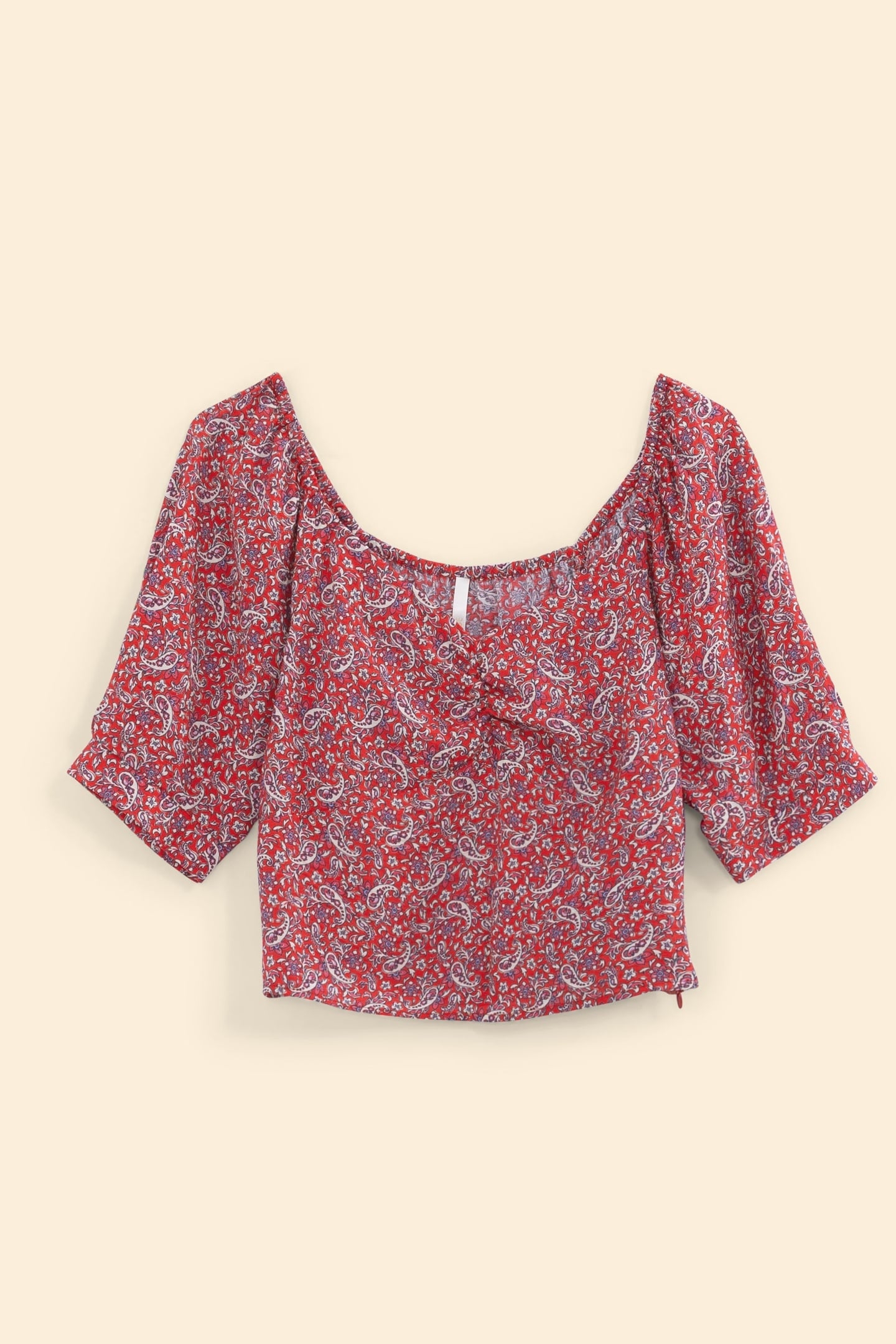 RED PAISLEY PRINT TOP CARMINE RED 6