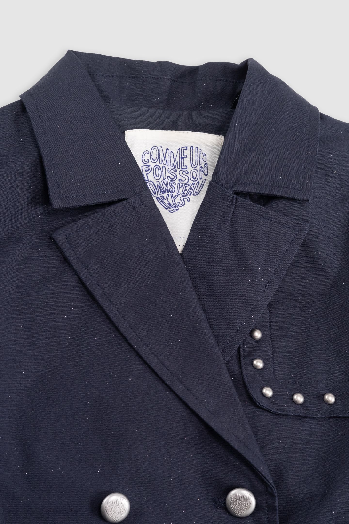 SHORT NAVY SEQUINED TRENCH COAT 3