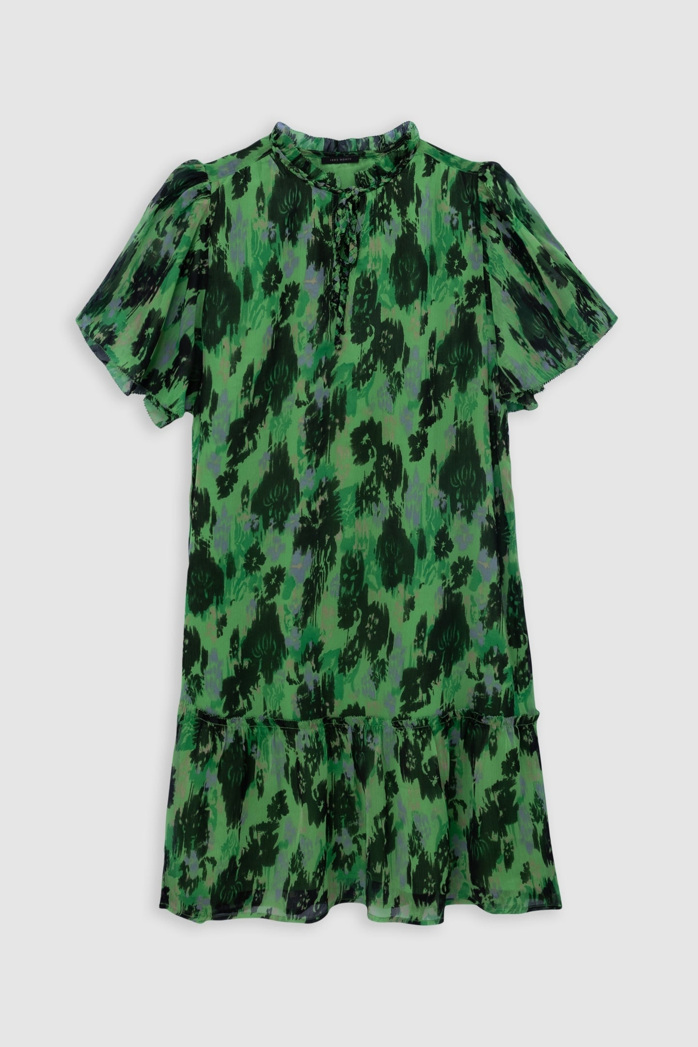LOOSE-FITTING GREEN DRESS IN ABSTRACT PRINT 4