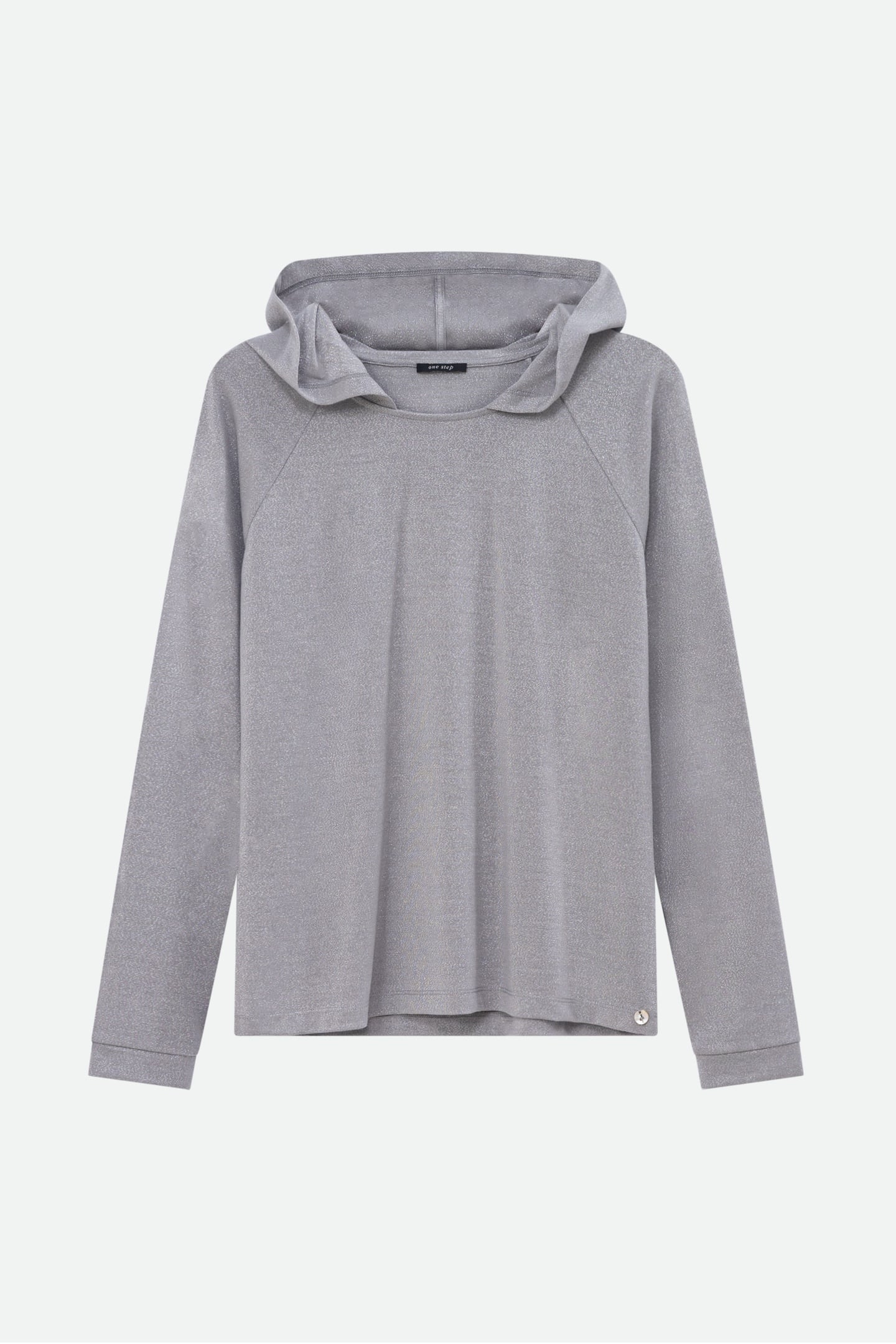 MARA - SILVER IRIDESCENT KNIT HOODED T-SHIRT 4