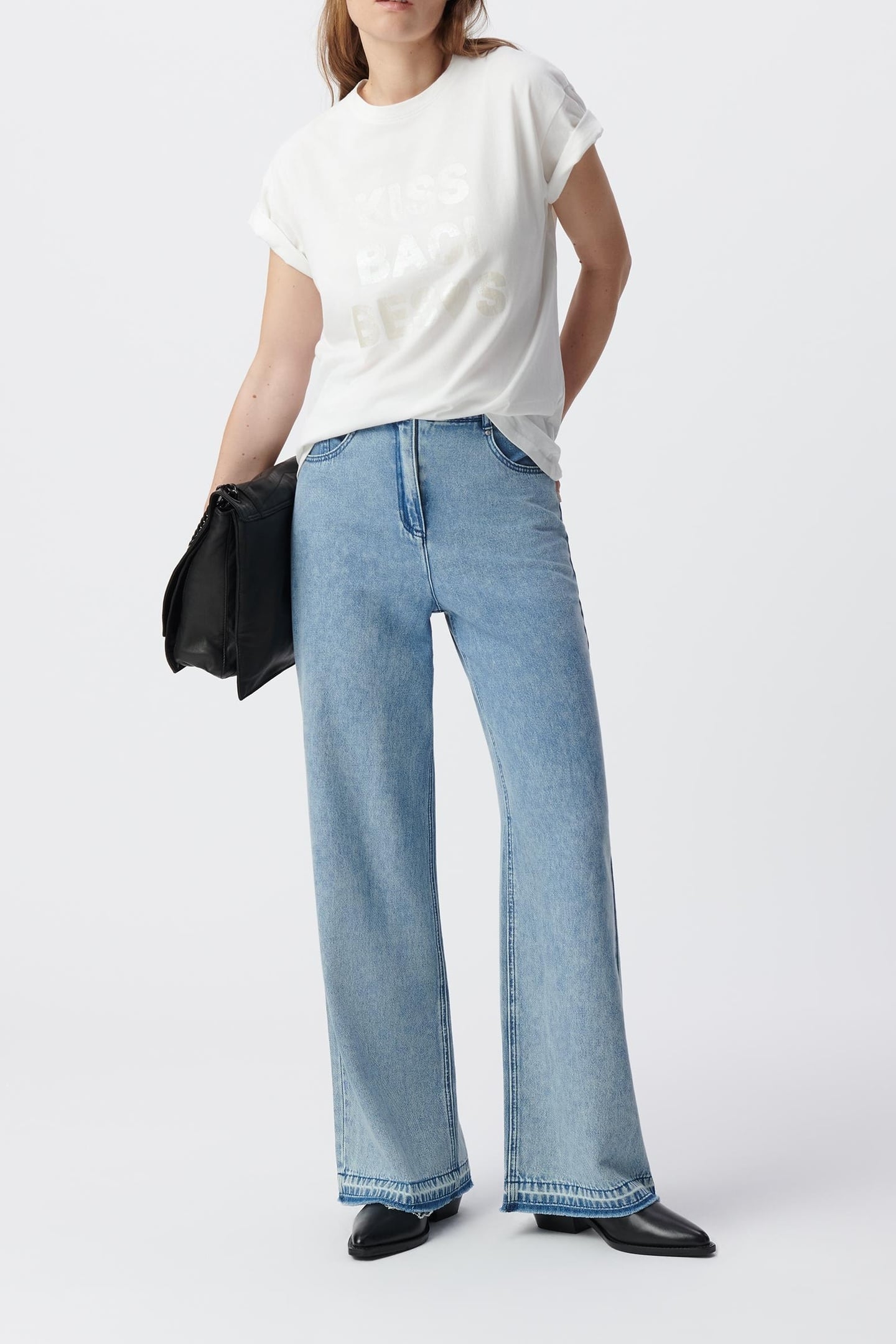 WHITE SHORT-SLEEVED T-SHIRT WITH IRIDESCENT SLOGAN 1