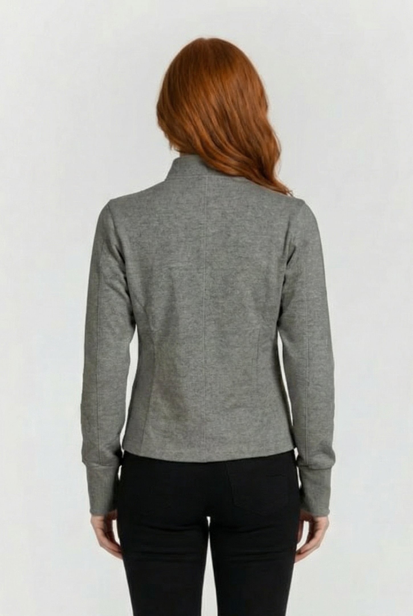 W ASYMMETRIC F/Z JACKET DARK GREY MELANGE 2