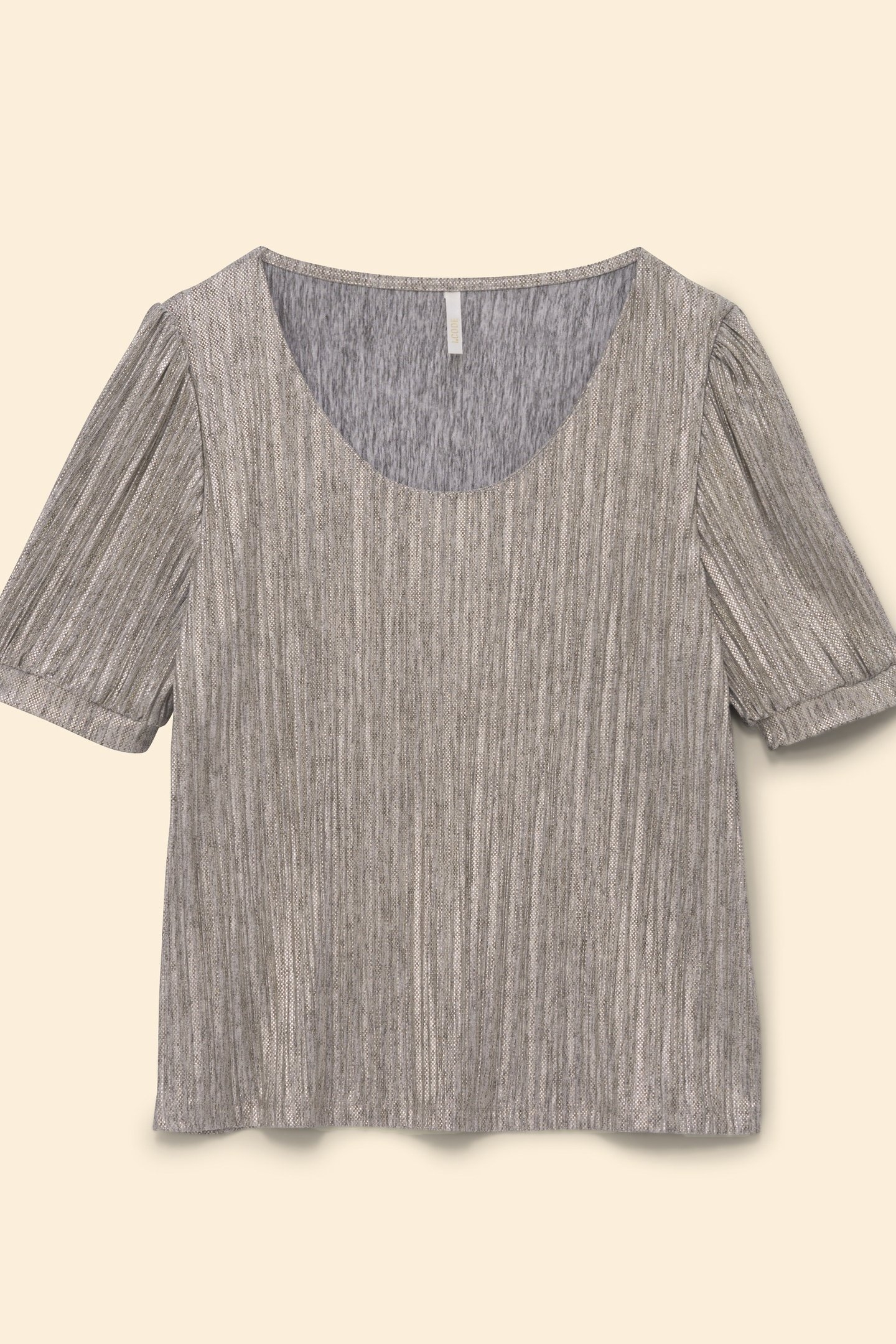 GREY PLEATED TOP WITH DECORATIVE GOLD STRIPES GOLD 5