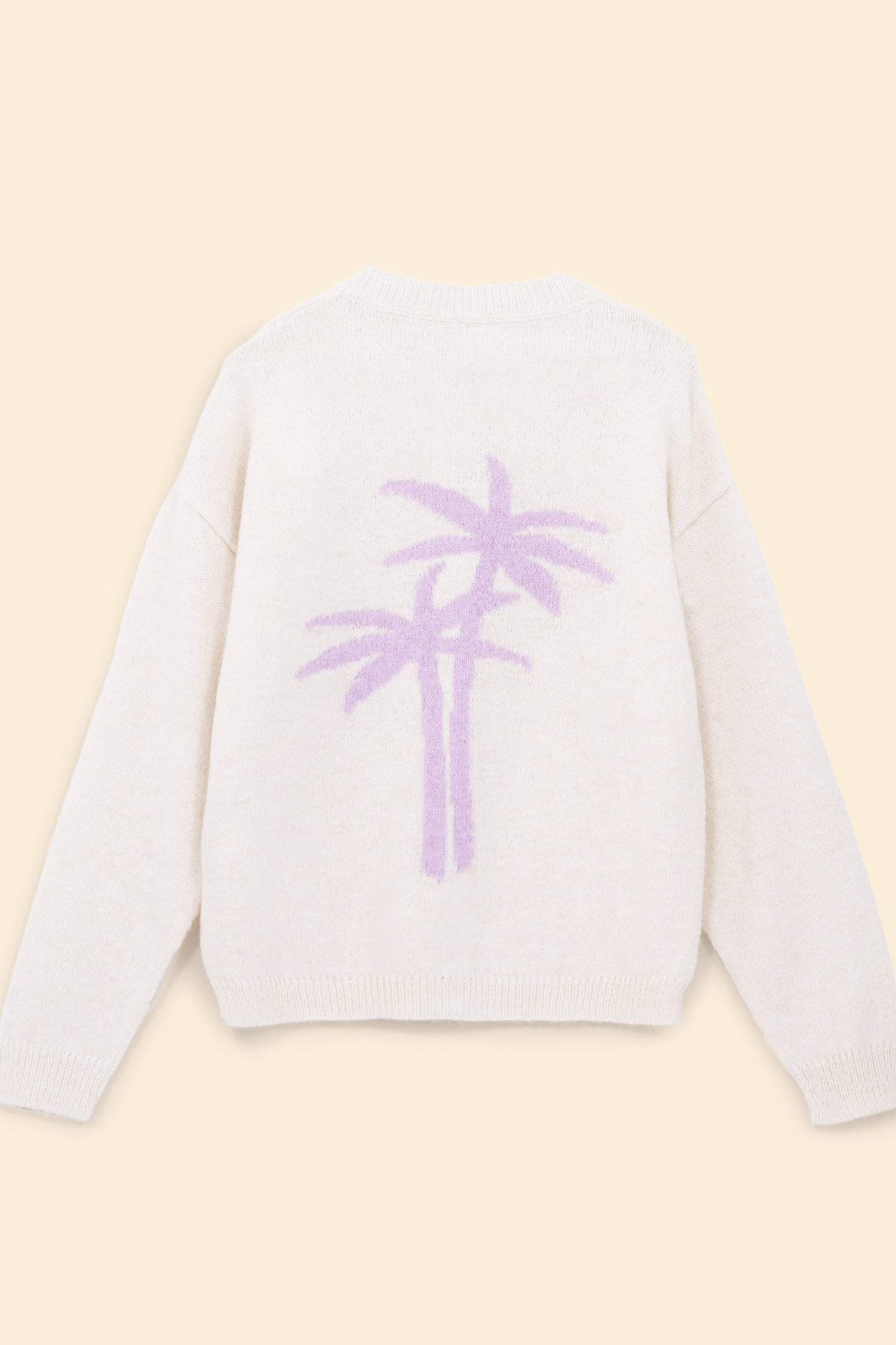ECRU KNIT CARDIGAN WITH PALM TREES ON BACK OFF-WHITE 7