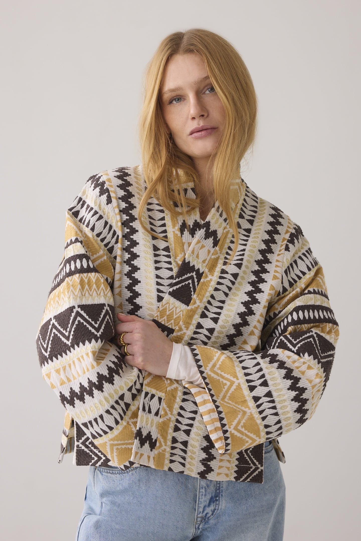 SHORT JACKET GEO AZTEK SOFT CAMEL 1