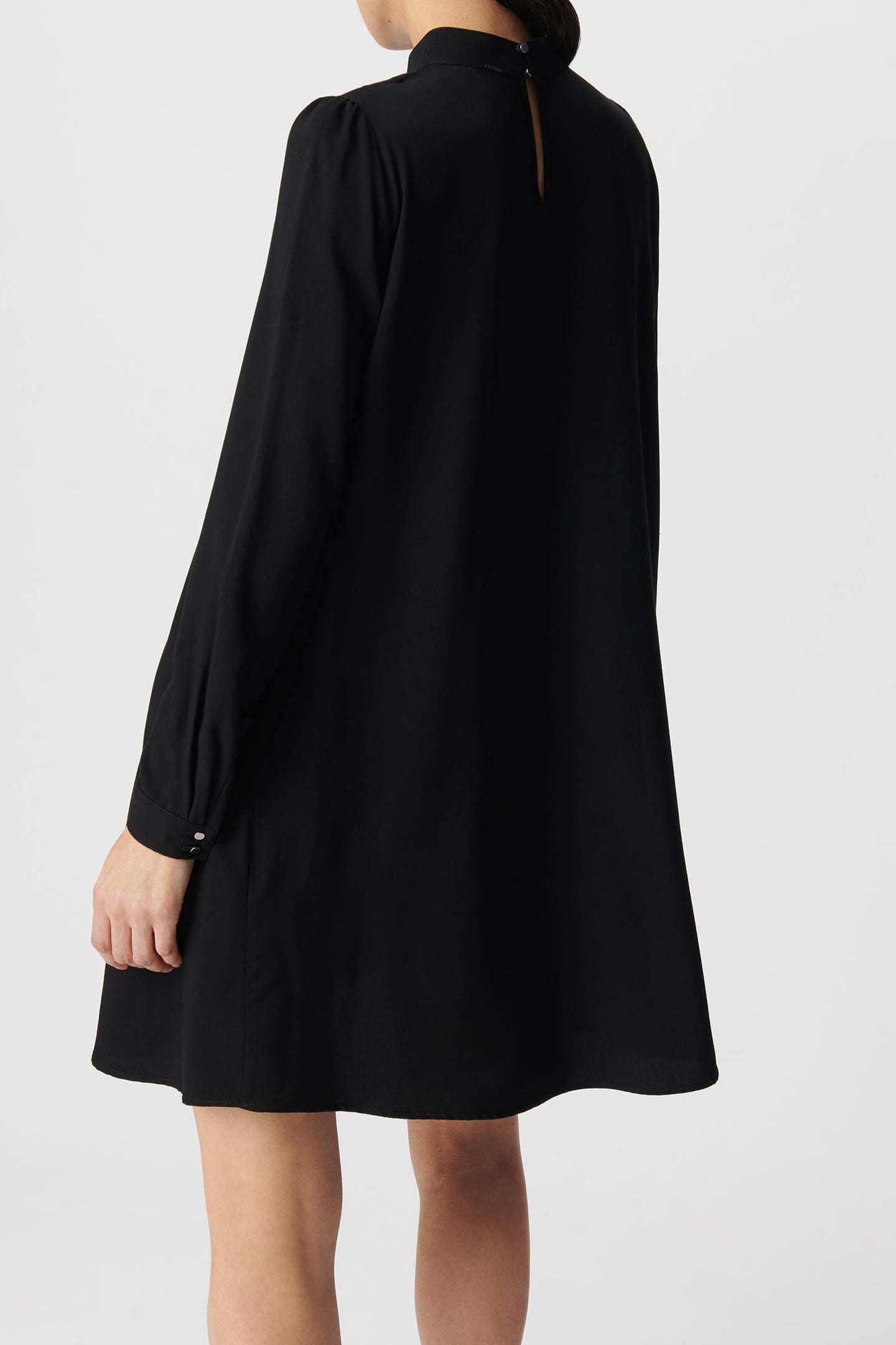 BLACK STAND-UP COLLAR DRESS WOMEN 3